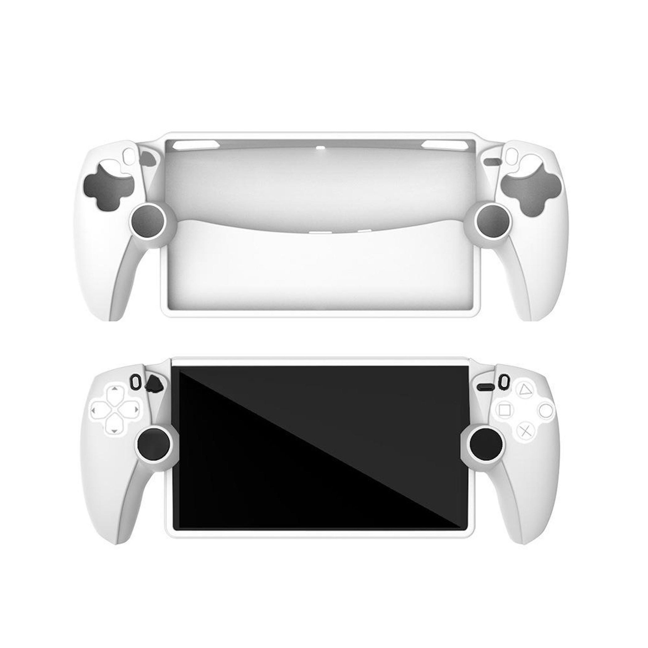 Wigento Handyhülle Für Sony PS5 Silikon Schutzcover Konsole Anti-Rutsch Hülle Weiß, Rutschfest, Flexibel, Stoßdämpfend