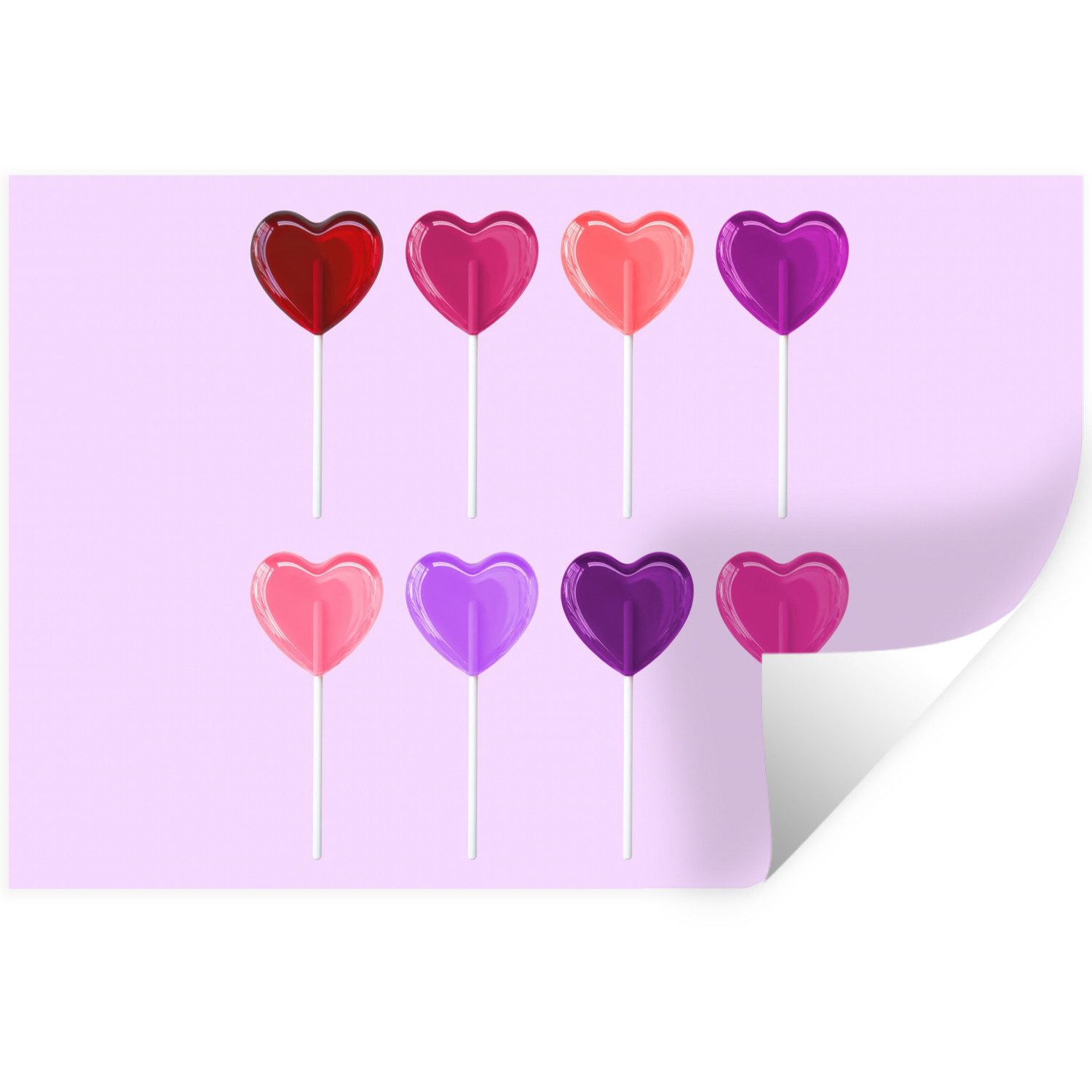 MuchoWow Wandsticker Lutscher - Herz - Rosa - Bonbon (1 St), Wanddeko, Aufkleber, Wandtattoo, 120x80 cm