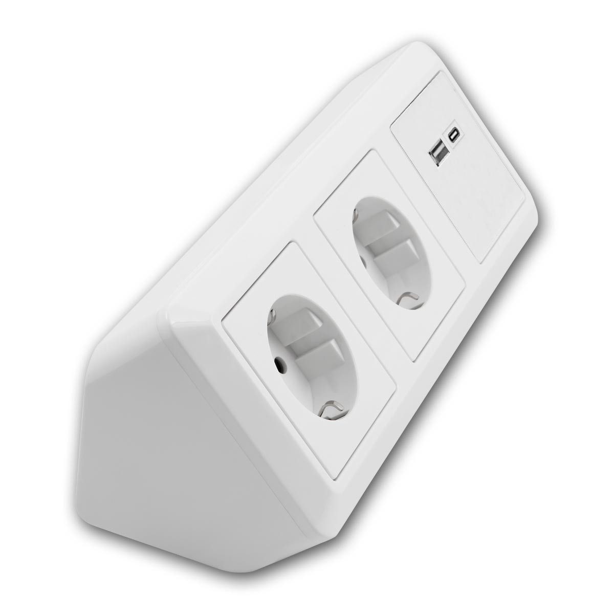 McPower Aufputz-Steckdose CUP Aufbau-Steckdosenblock weiß, 2-fach + USB-A&C