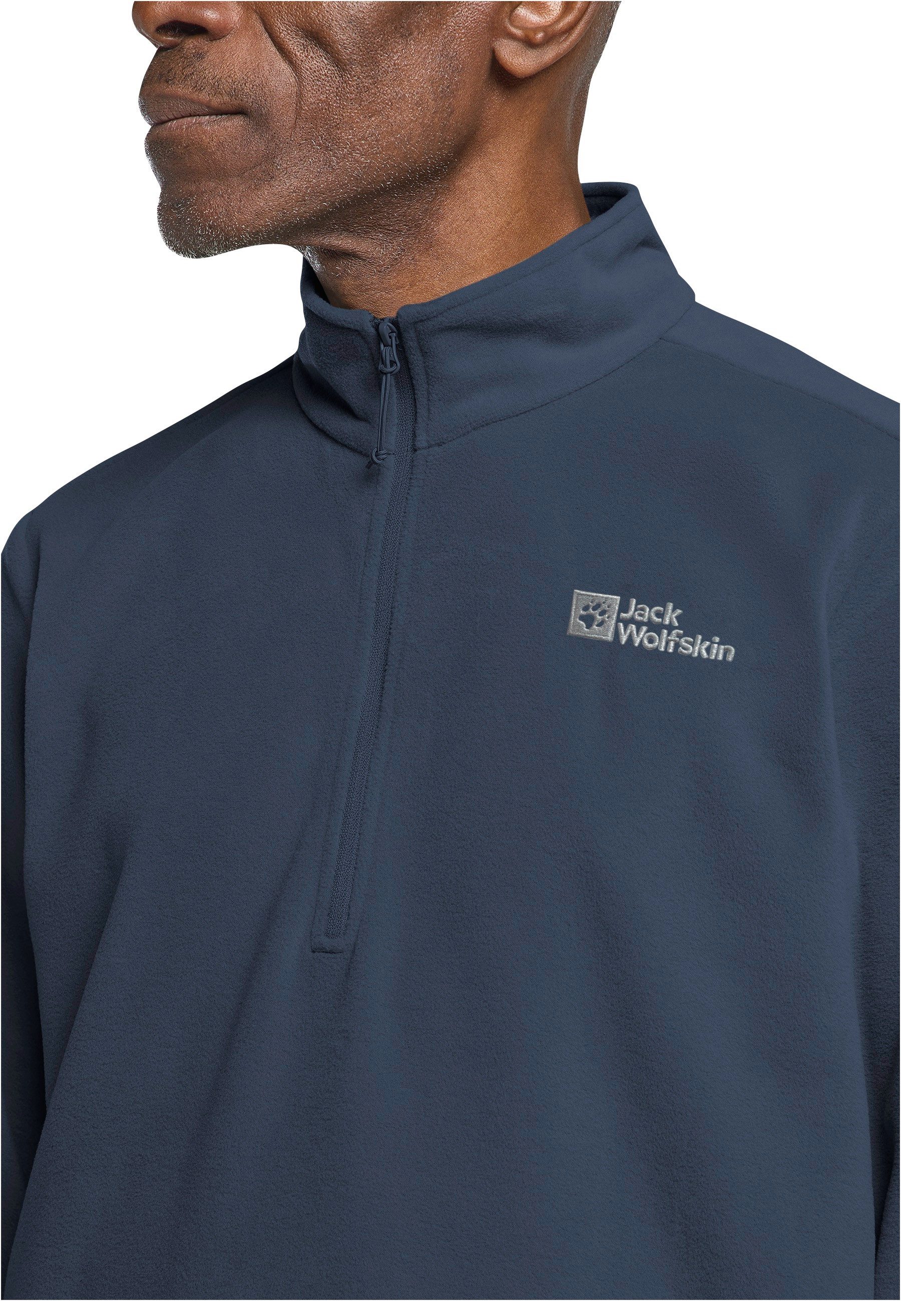 Jack Wolfskin Fleecepullover TAUNUS HZ M hoher Stehkragen, mit halbem Reißverschluss, hüftbedeckende Länge