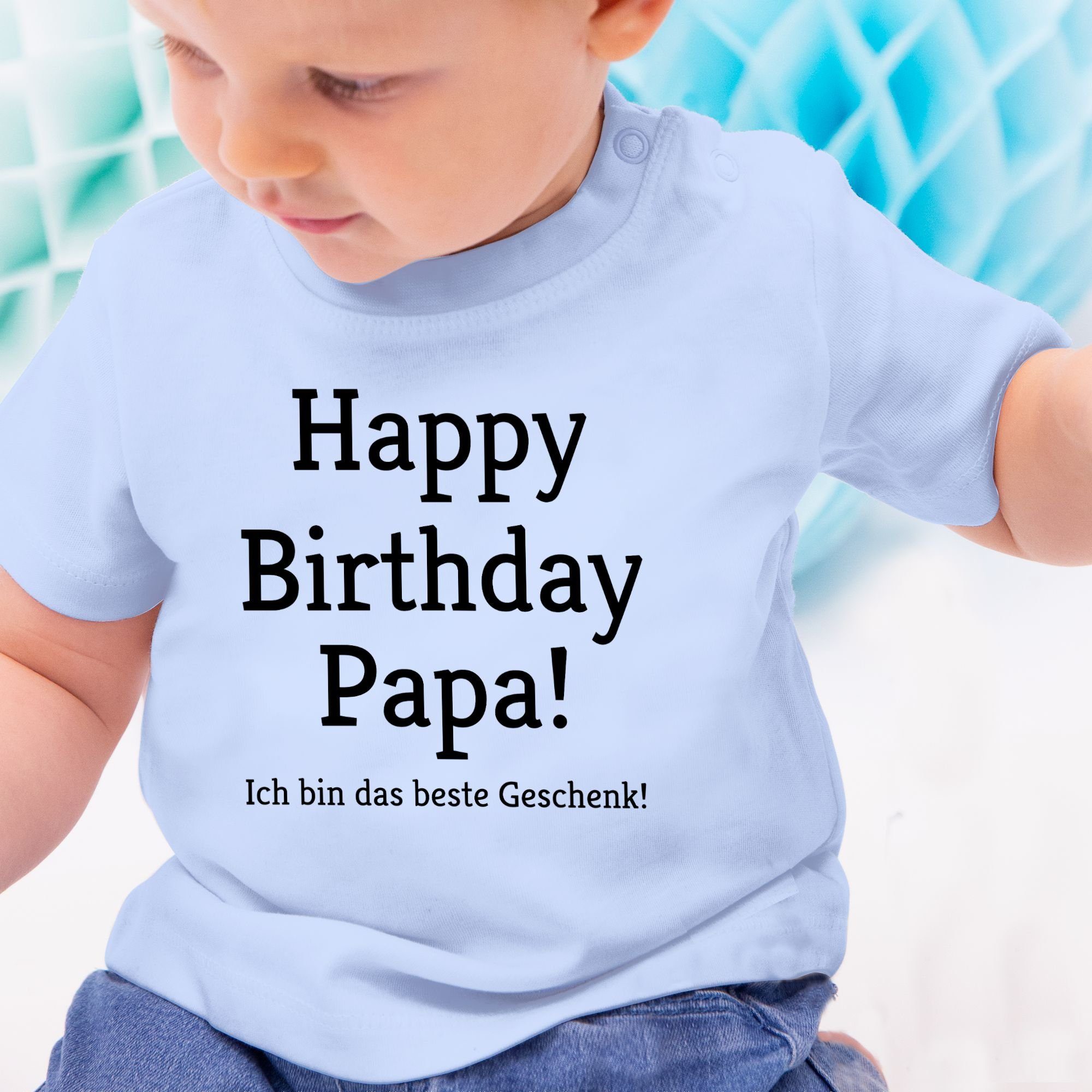 Geschenke das Happy Ich Event Geschenk! 2 Babyblau bin Shirtracer Papa! Baby Birthday T-Shirt