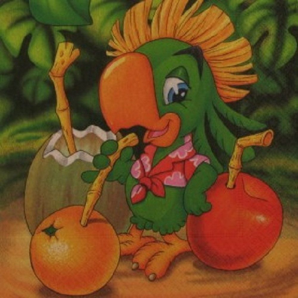 Paper+Design Papierserviette Servietten 33x33cm. PAPAGEI (Für die Piratenparty) 20 Stück. Pappagei.