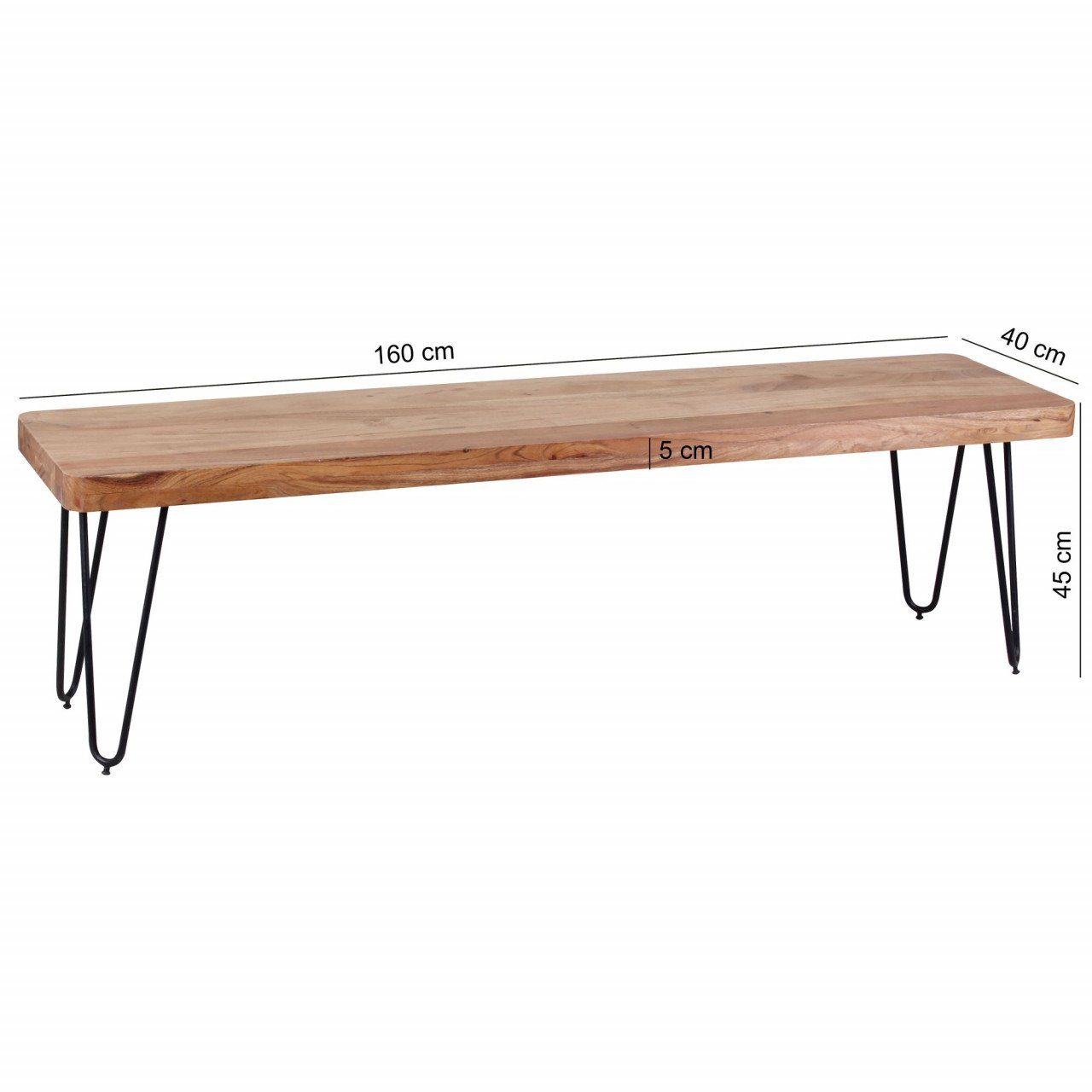 Sitzbank furnicato BAGLI Massiv-Holz cm x 45 Akazie 160 x 40