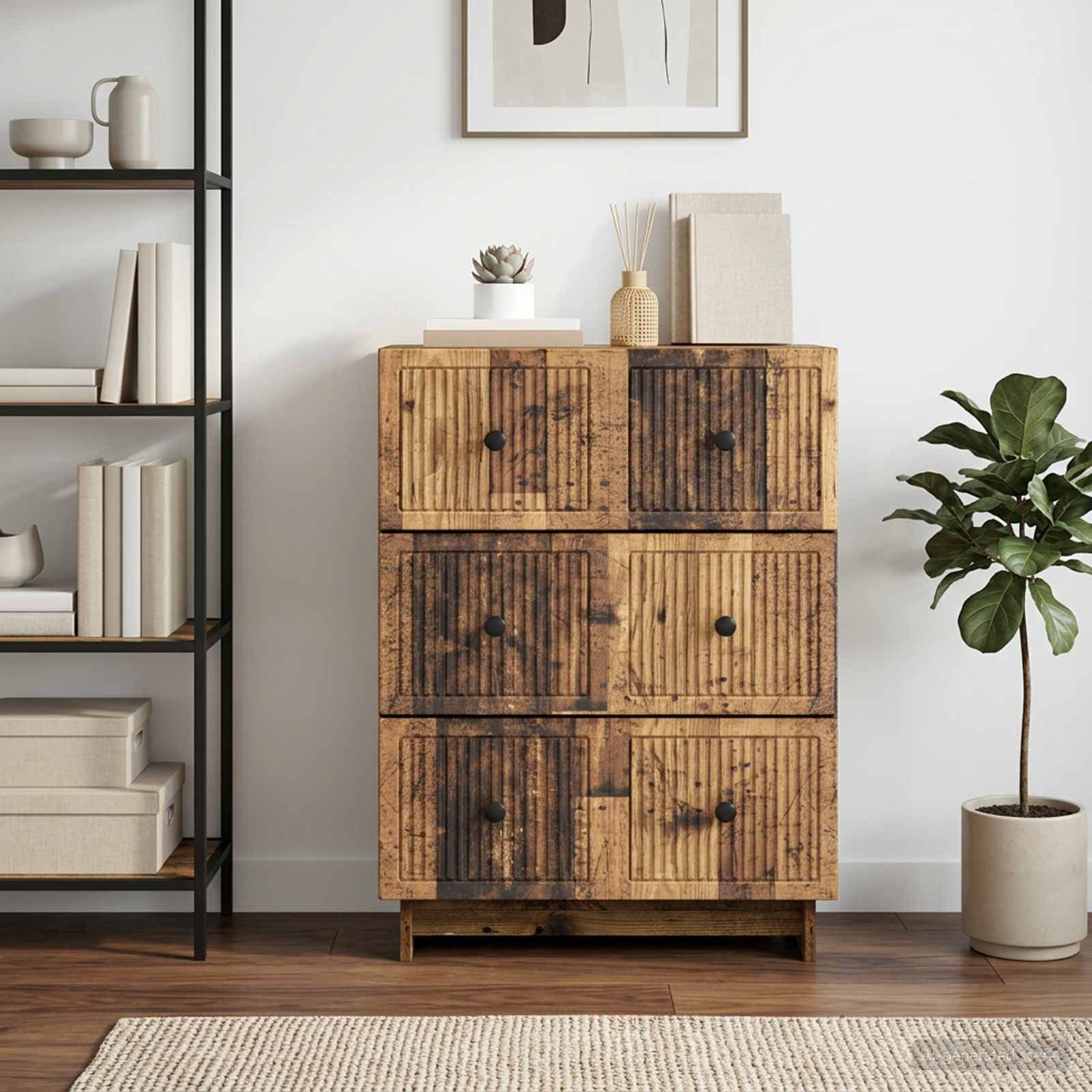 vidaXL Schranksystem Schubladenschrank Altholz 66 x 34,5 x 90 cm Holzwerkstoff (1-St)