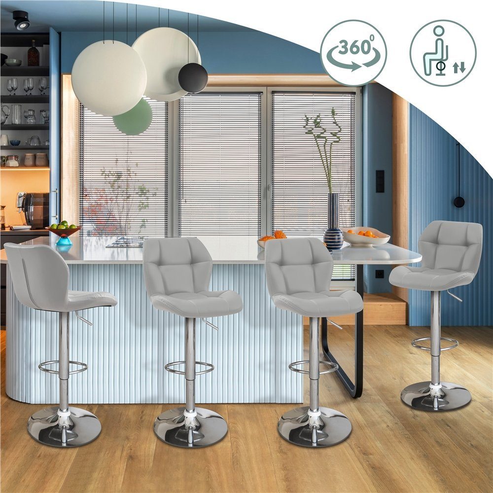 Yaheetech Barhocker 360° Drehbare Hocker mit Fußstütze (2 St), 1/2/4/6er-Set Barstühle Küchenstühle Bistrohocker höhenverstellbar – Bild 5 von 5