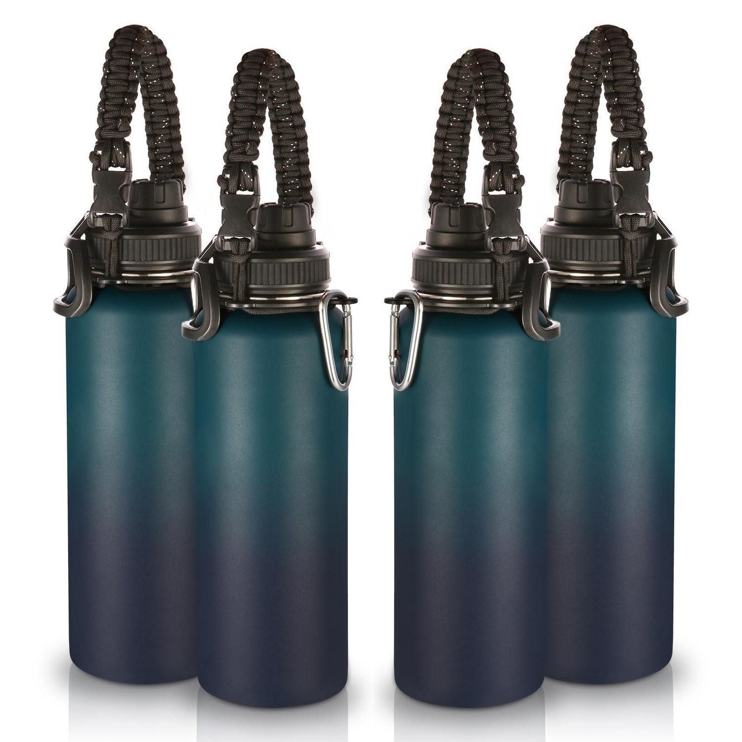 LuxusKollektion Isolierflasche Trinkflasche Edelstahl 1.2L Vakuumisoliert 4er-Set Nachtblau