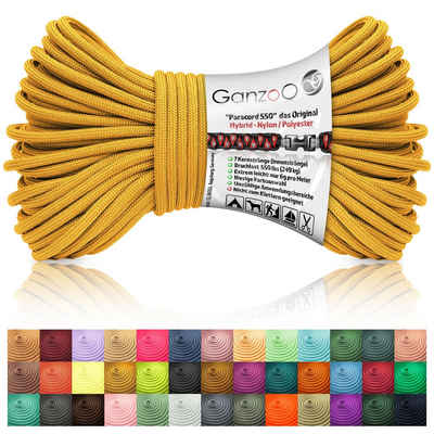 Ganzoo Paracord 550 Seil Gold-Gelb/Typ Hybrid für Armband, Leine, Halsband Seil
