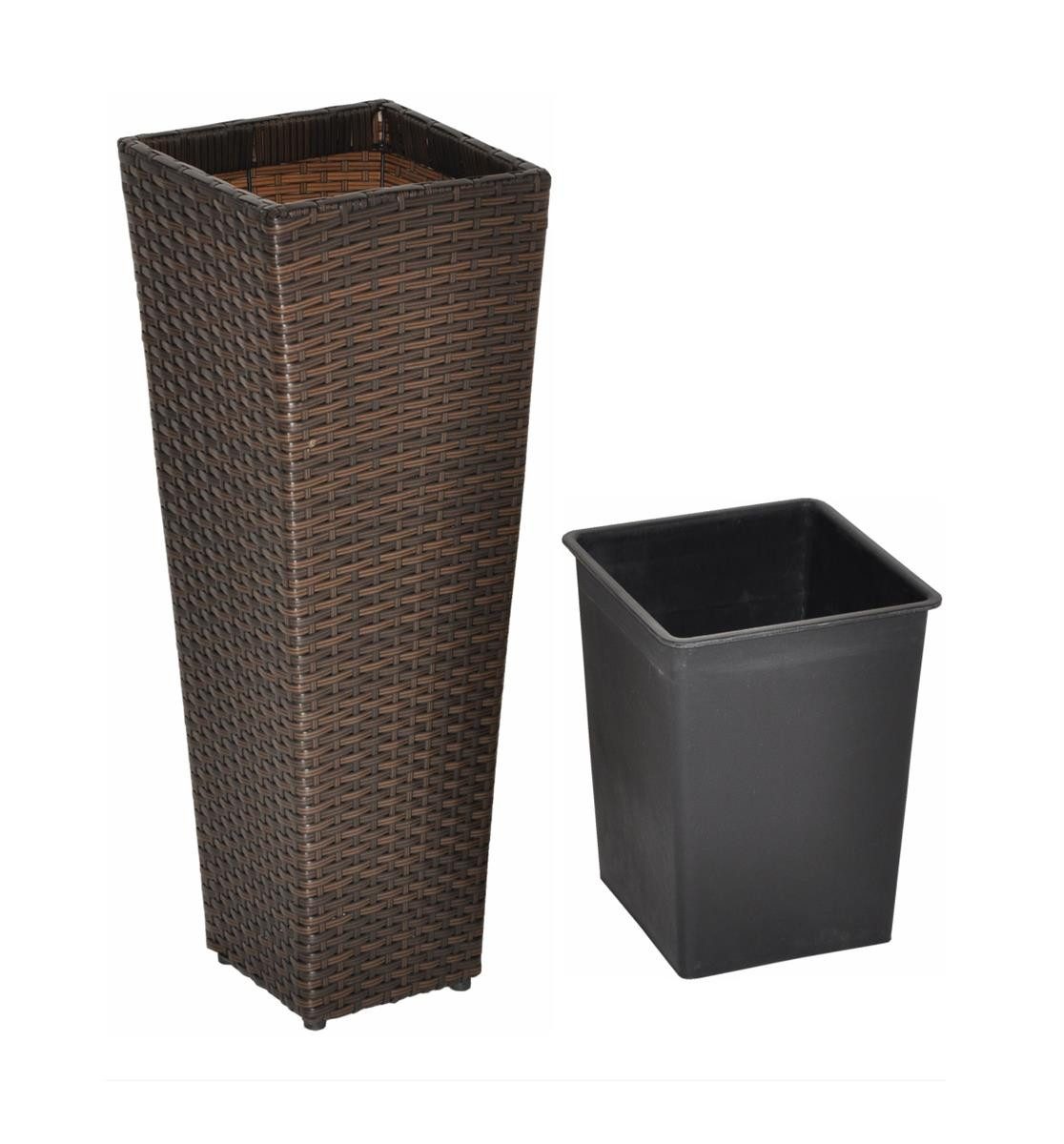 dazikemo Blumenkasten Pflanzkübel Sanssouci Poly Rattan braun 80 cm