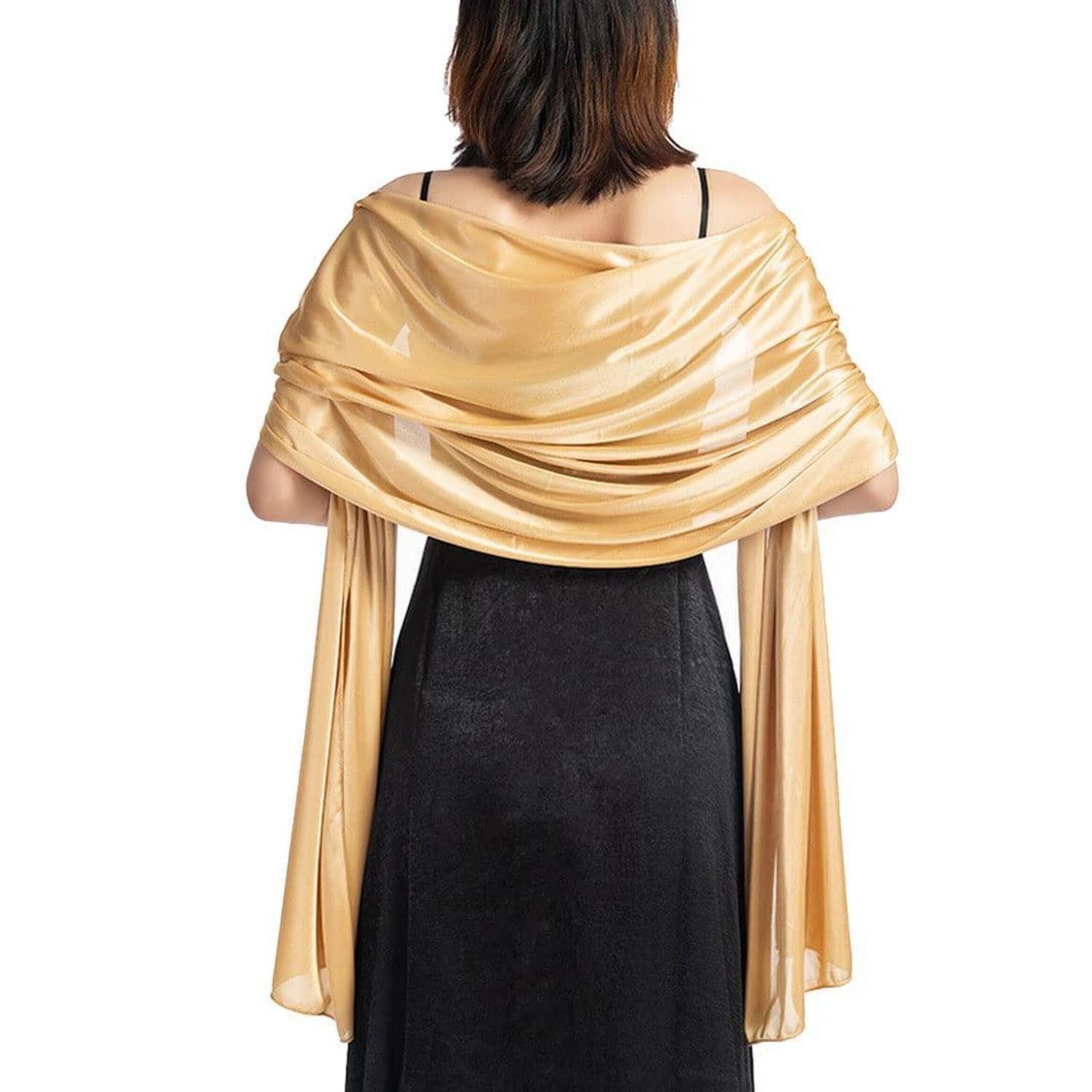 LuxusKollektion Seidenschal Schal Damen Seidensatin Lang Elegant Champagne Einheitsgröße, (1-St)