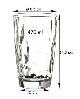 Bormioli Rocco Longdrinkglas 6x »Diamond Trasparente«, Glas, Longdrinkglas 470ml Glas transparent, Glas