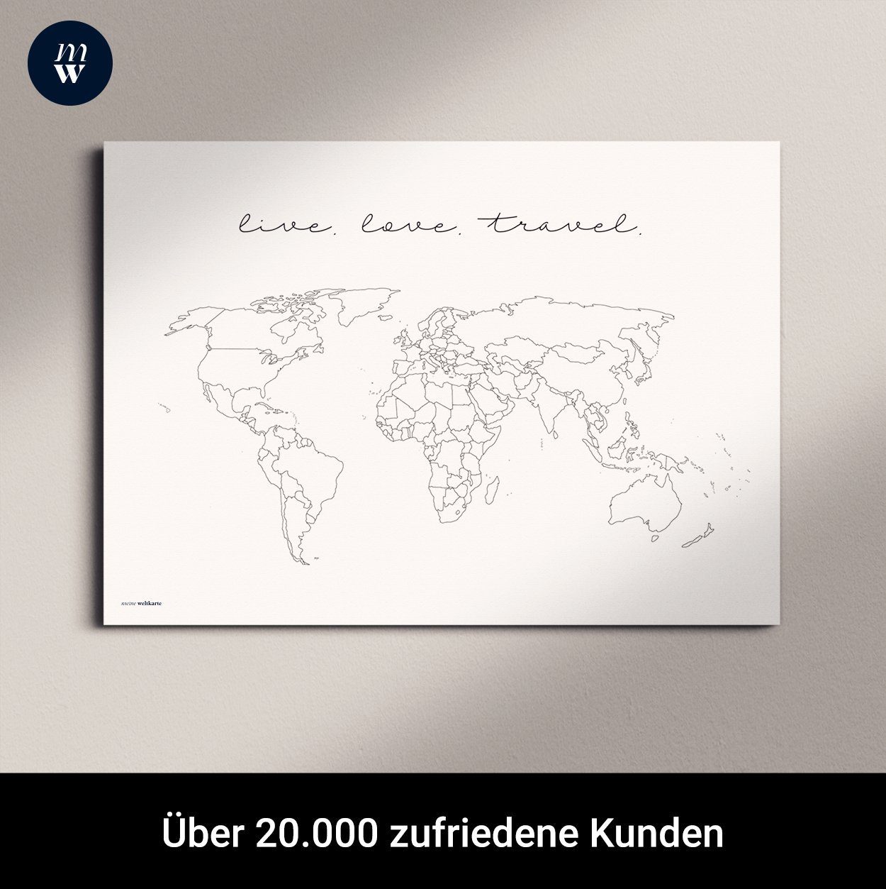 mw Leinwandbild Weltkarte zum pinnen oder ausmalen - handmade in Deutschlan günstig online kaufen