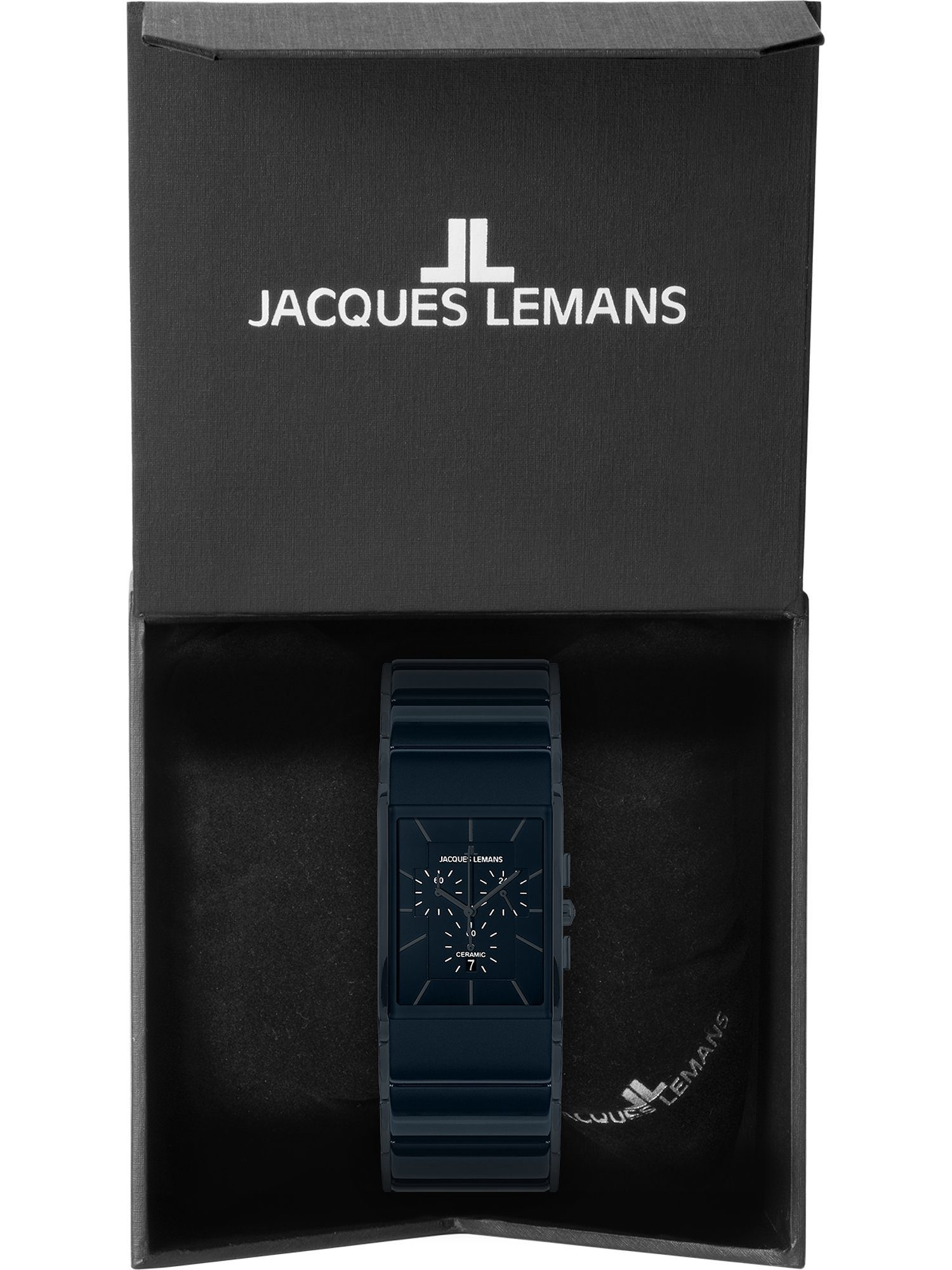 Jacques Lemans Chronograph Herren-Uhren Jacques Klassikuhr Analog Quarz, dunkelblau Lemans