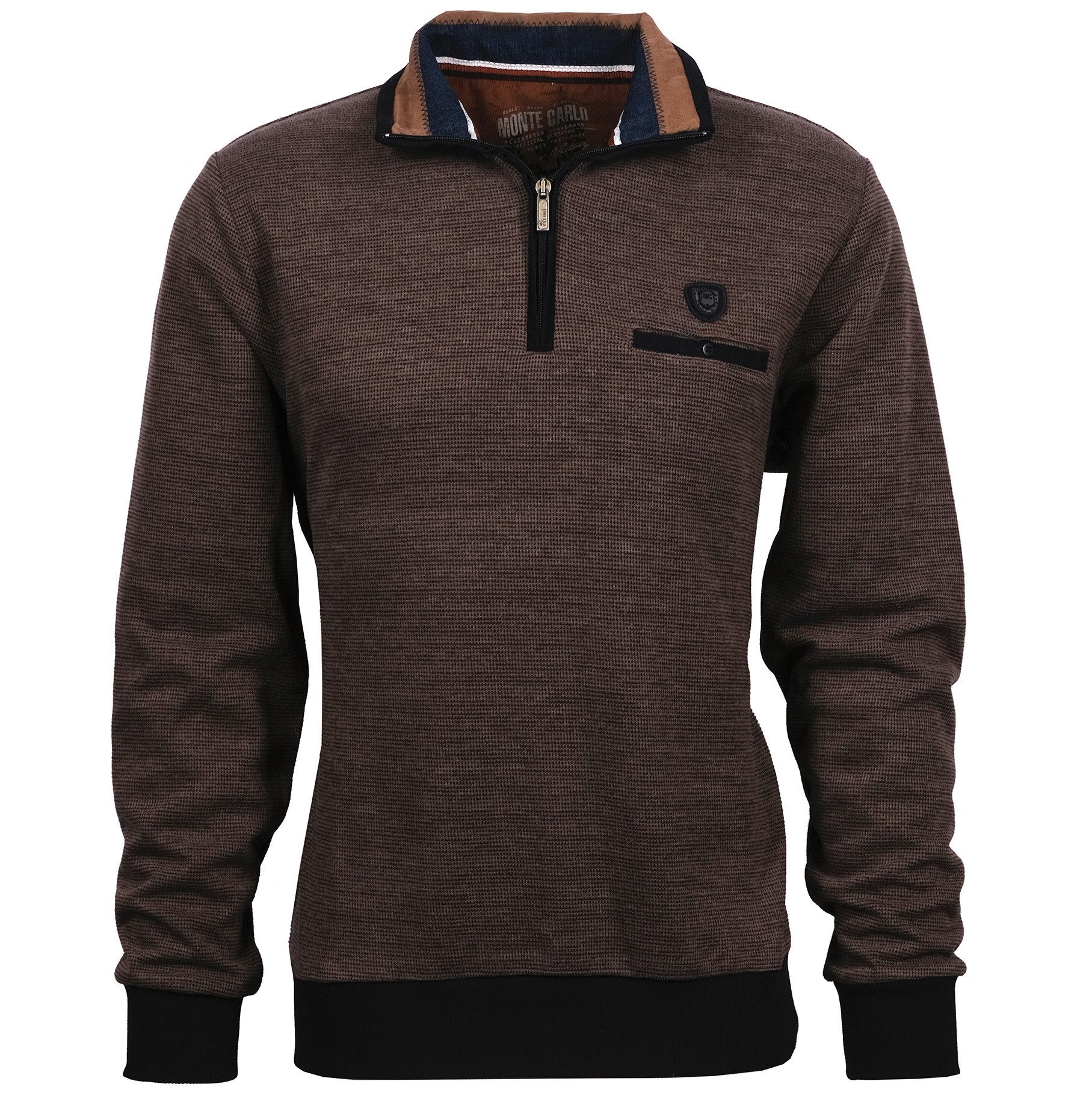Mode Monte Carlo Sweatshirt Sweat-Shirt Troyer Zip Camel