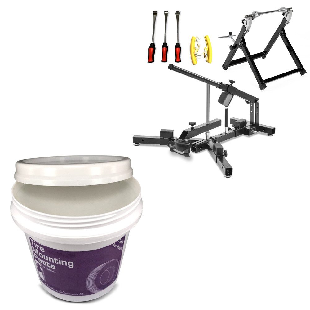 ConStands Motorradheber Montagepaste für Motorradreifen + Reifenmontiergerät Set