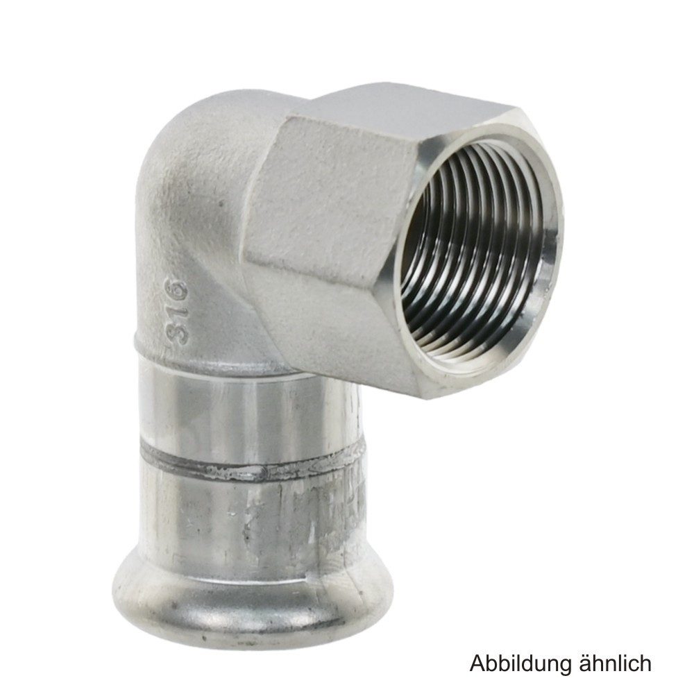 VSH Wasserrohr VSH XPress Edelstahl 304, R2409 Übergangswinkel 90° mit IG, 15 mm x 1