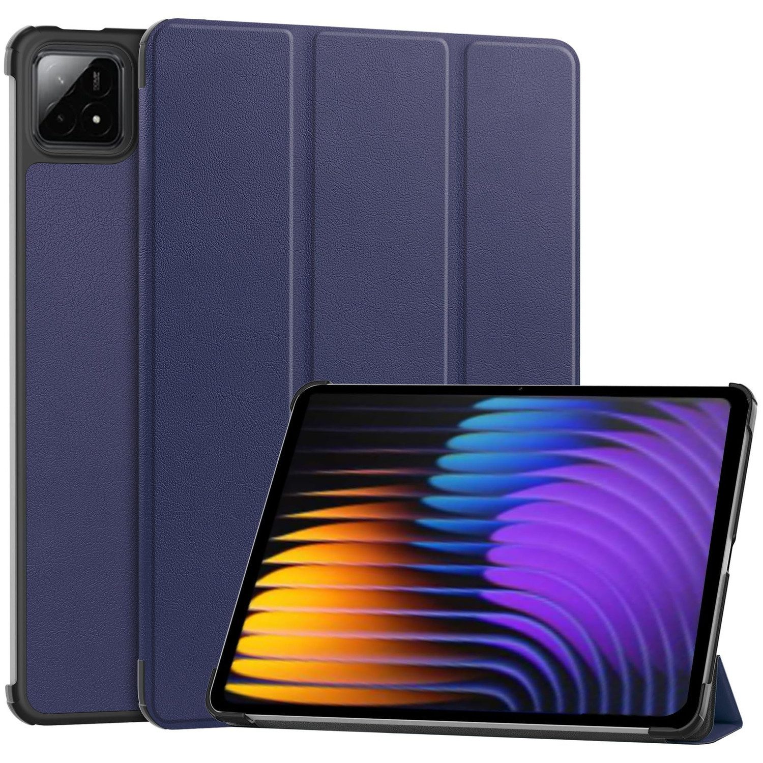 Wigento Tablet-Hülle 3folt Wake UP für Xiaomi Pad 8 / 8 Pro / Pad 7 / 7 Pro Smart D- Blau, 3-Fach Halterung, Kratzfest, Leicht