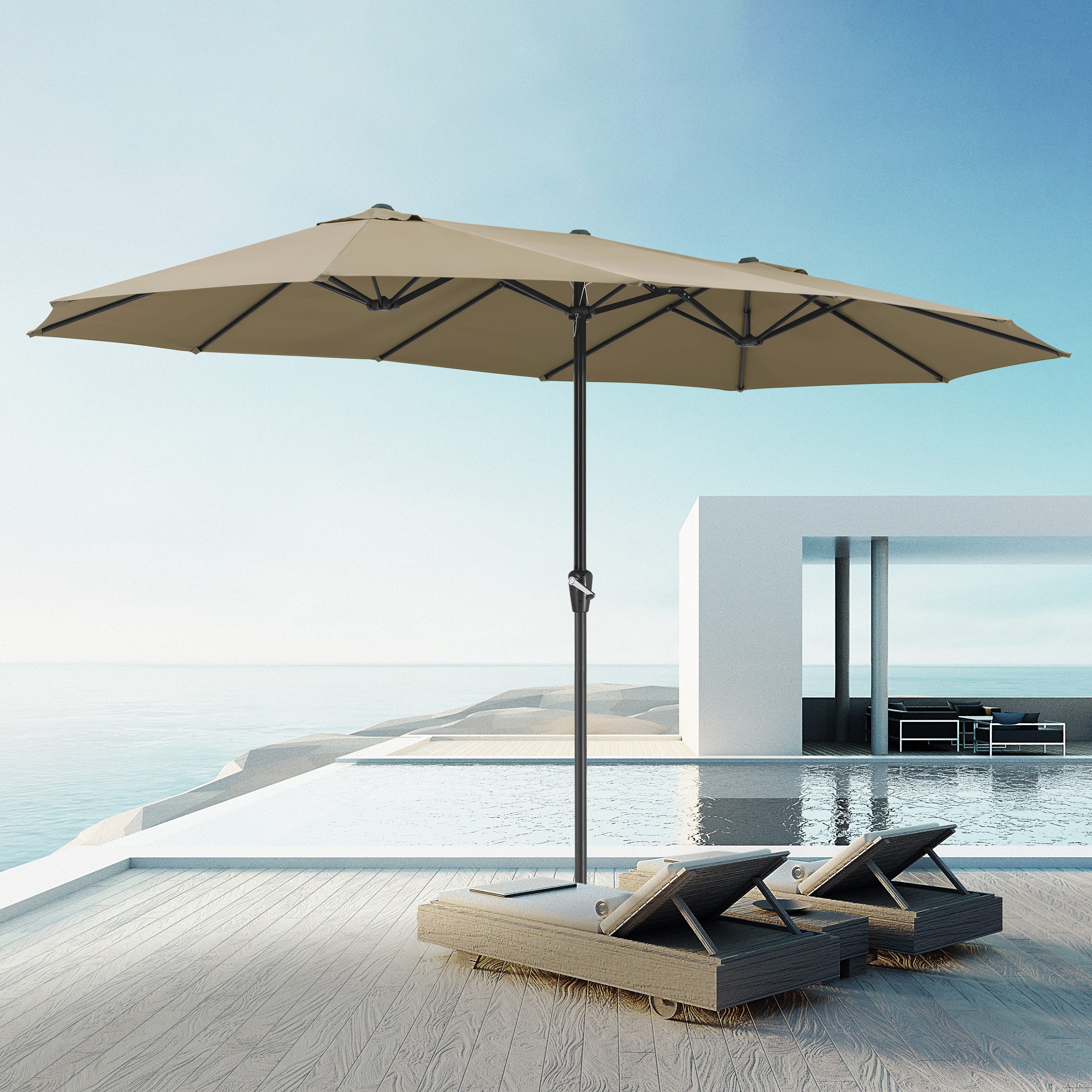 Kingsleeve Sonnenschirm, LxB: 460x270 cm, UV Schutz 80+ Schutzhülle XXL Aluminium Kurbel Wasserabweisend