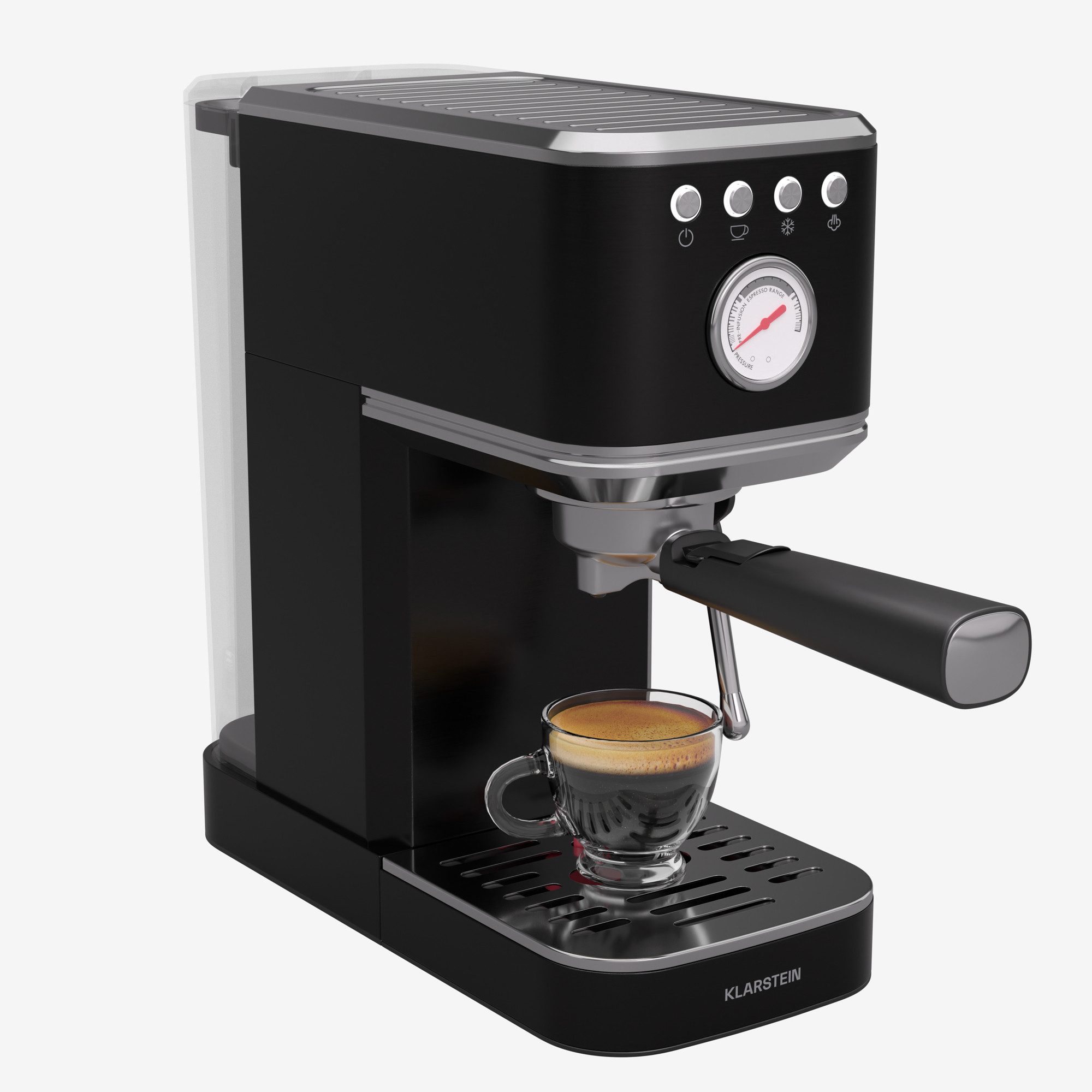 Klarstein Filterkaffeemaschine, Edelstahlfilter, Elektrisch 20 Bar Kaffemaschine Milchaufschäumer