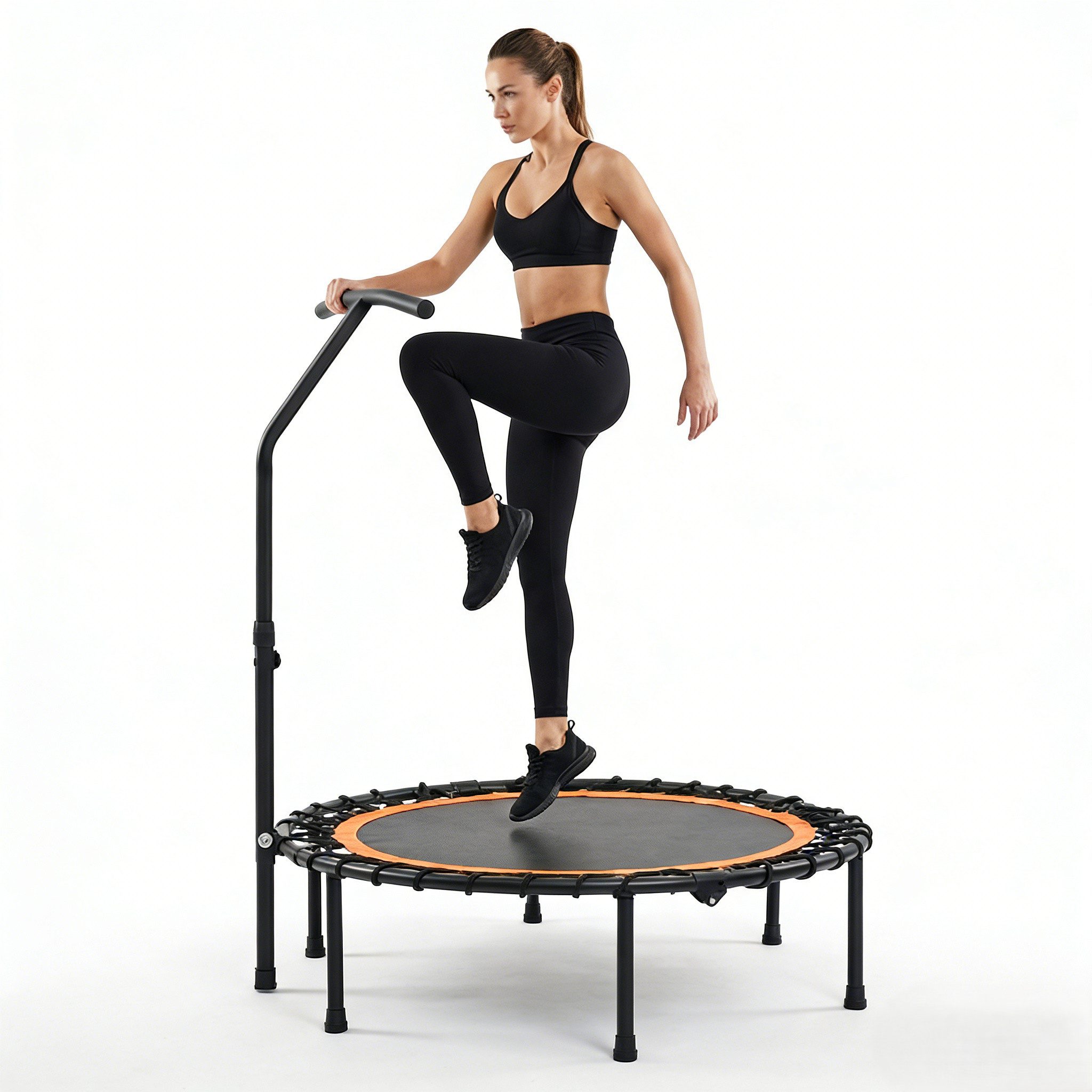 Rolipo Fitnesstrampolin faltbares mit Haltegriff, klappbar Trampolin, Ø 100 cm, ideal für Home-Gym, Wohnzimmer oder Outdoor