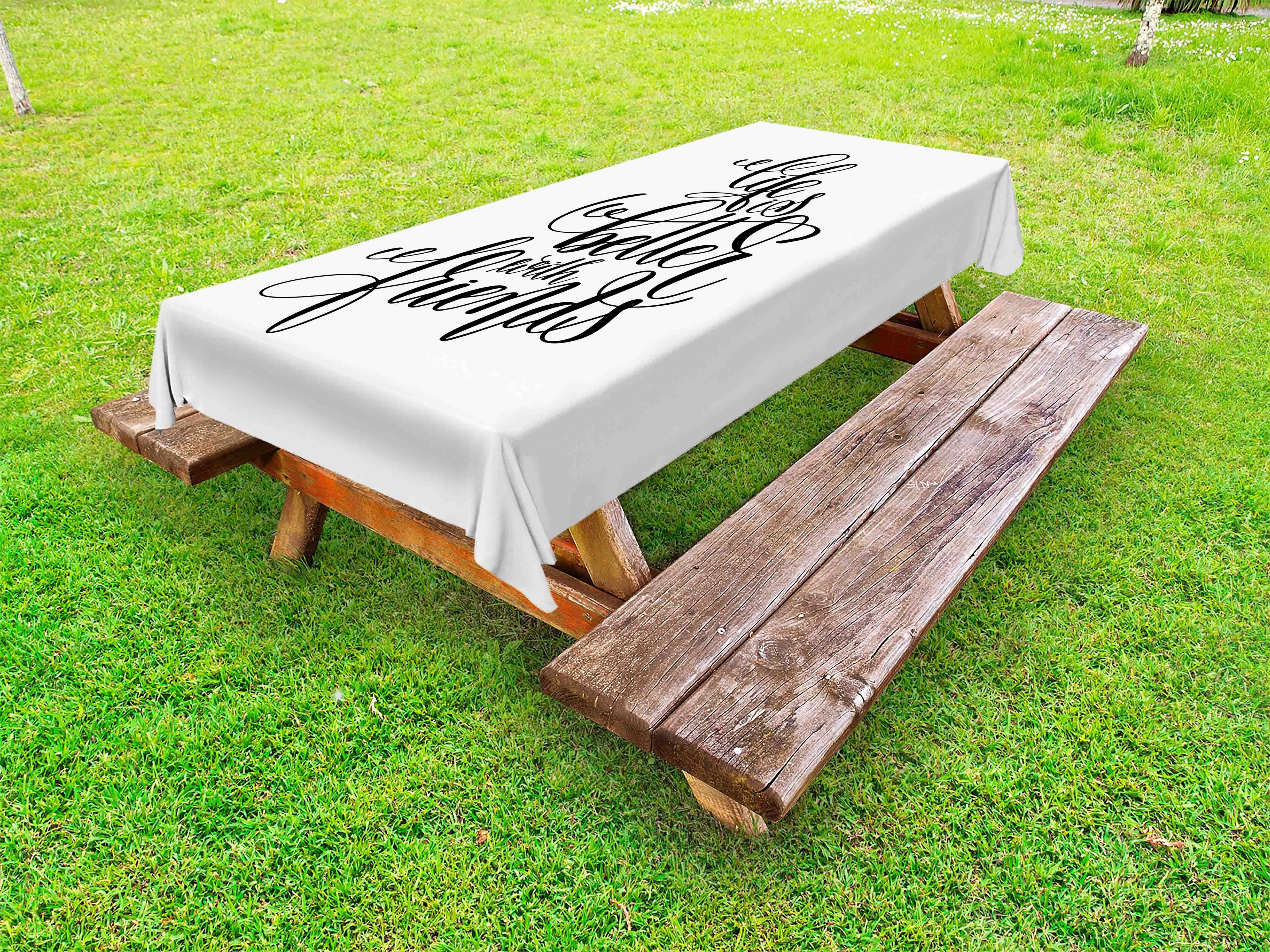 Abakuhaus Tischdecke dekorative waschbare Picknick-Tischdecke, Bester Freund monochromatische Wording