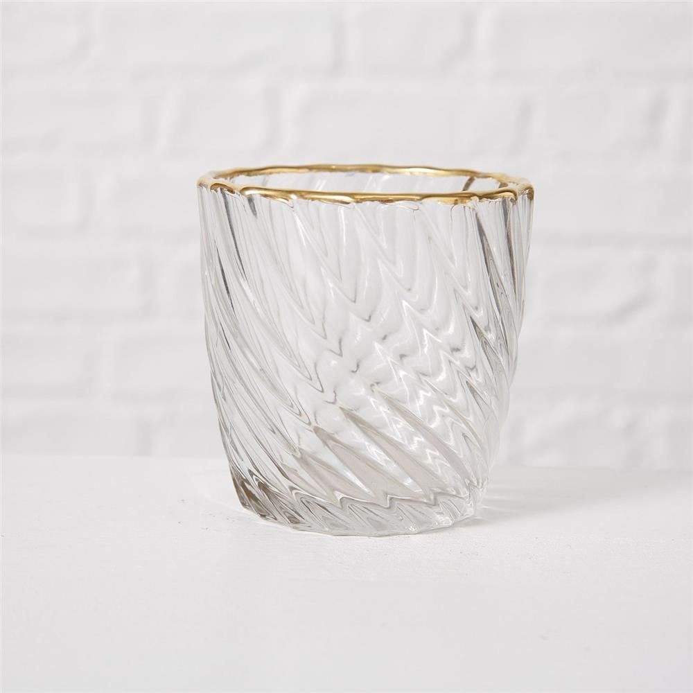 BOLTZE Windlicht Adore, Goldrand, cm, 1 x 9 aus Klarglas, Variante mit zufällige Stück 9