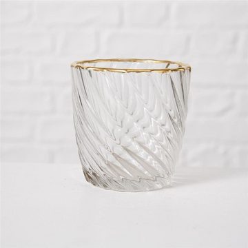BOLTZE Windlicht Adore, aus Klarglas, mit Goldrand, 9 x 9 cm, 1 Stück zufällige Variante