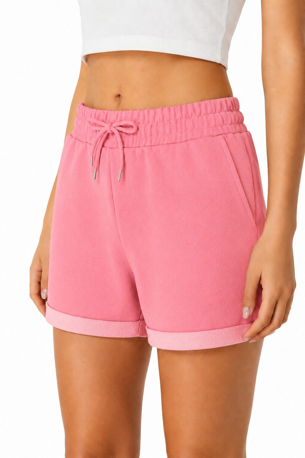 Smith & Solo Sweatshorts Kurze Hose Damen Shorts (1-tlg) Basic, Lycra, umschlagene Beinsaum