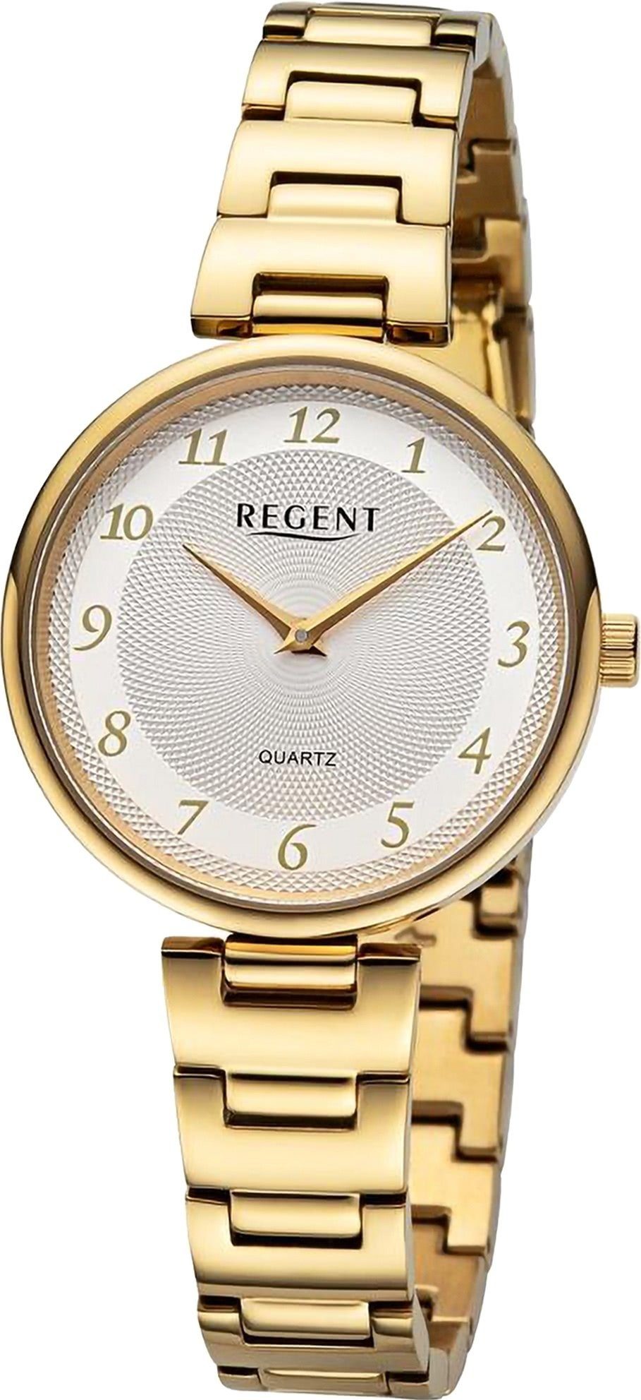 Regent Quarzuhr Regent Damen Armbanduhr Analog, Damen Armbanduhr rund, extra groß (ca. 34mm), Metallarmband