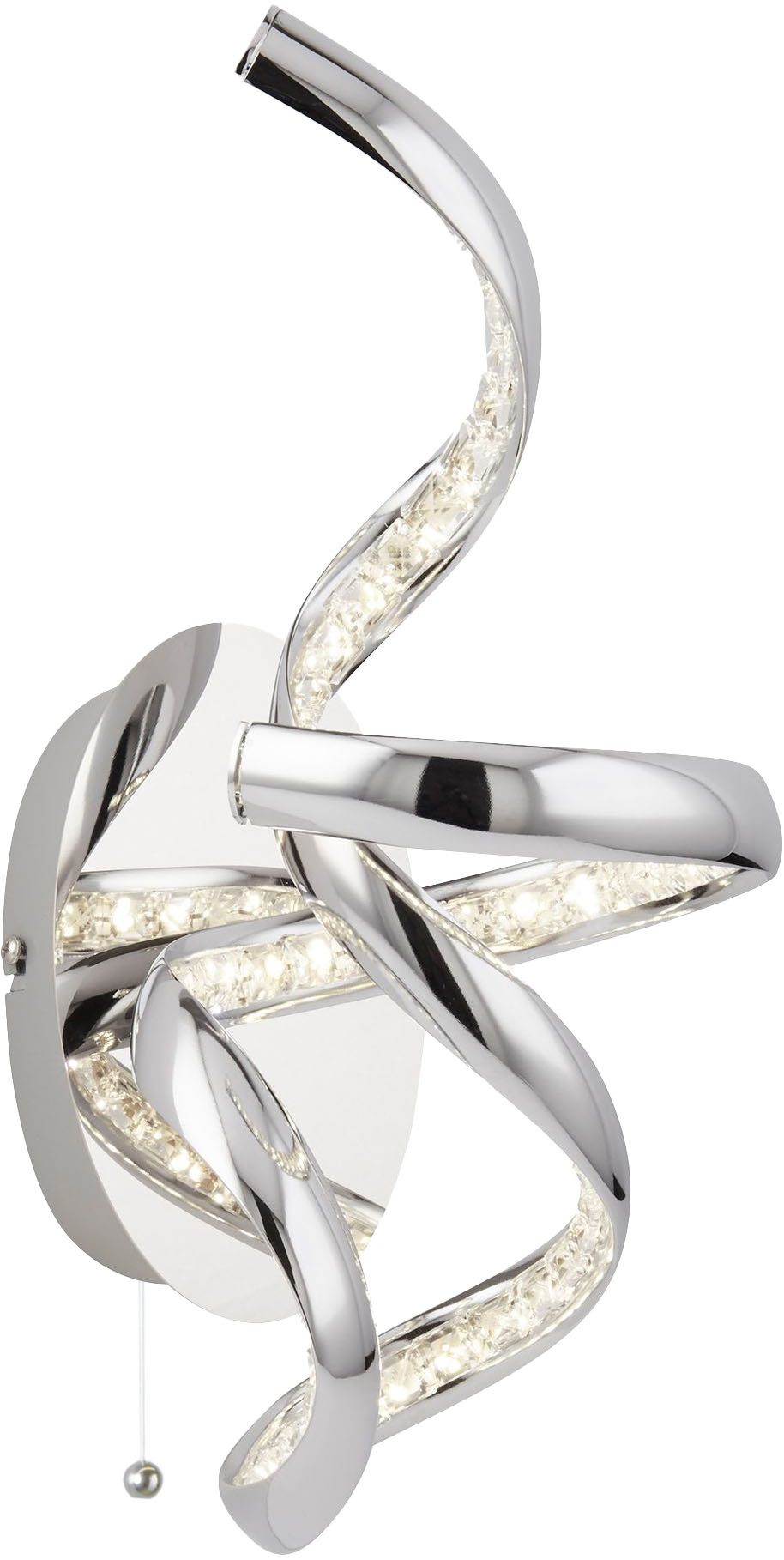 Searchlight Wandleuchte Twirls Wall Light - Chrome Metal & Glass, LED fest integriert, Neutralweiß