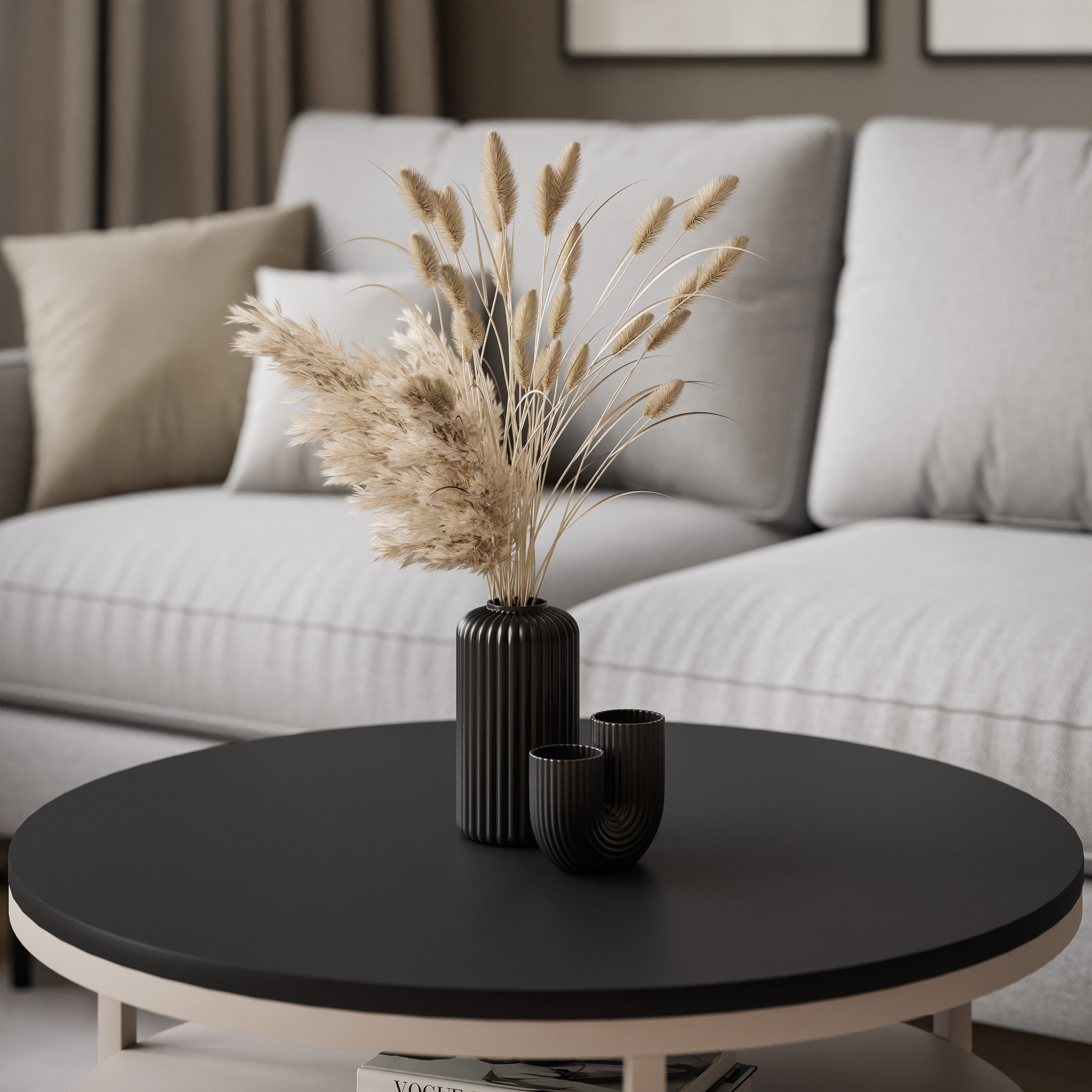 Lookway Couchtisch CIRI SLIM MATT Kaschmir mit Ablage (1 Tisch), Durchmesser: ⌀60 cm