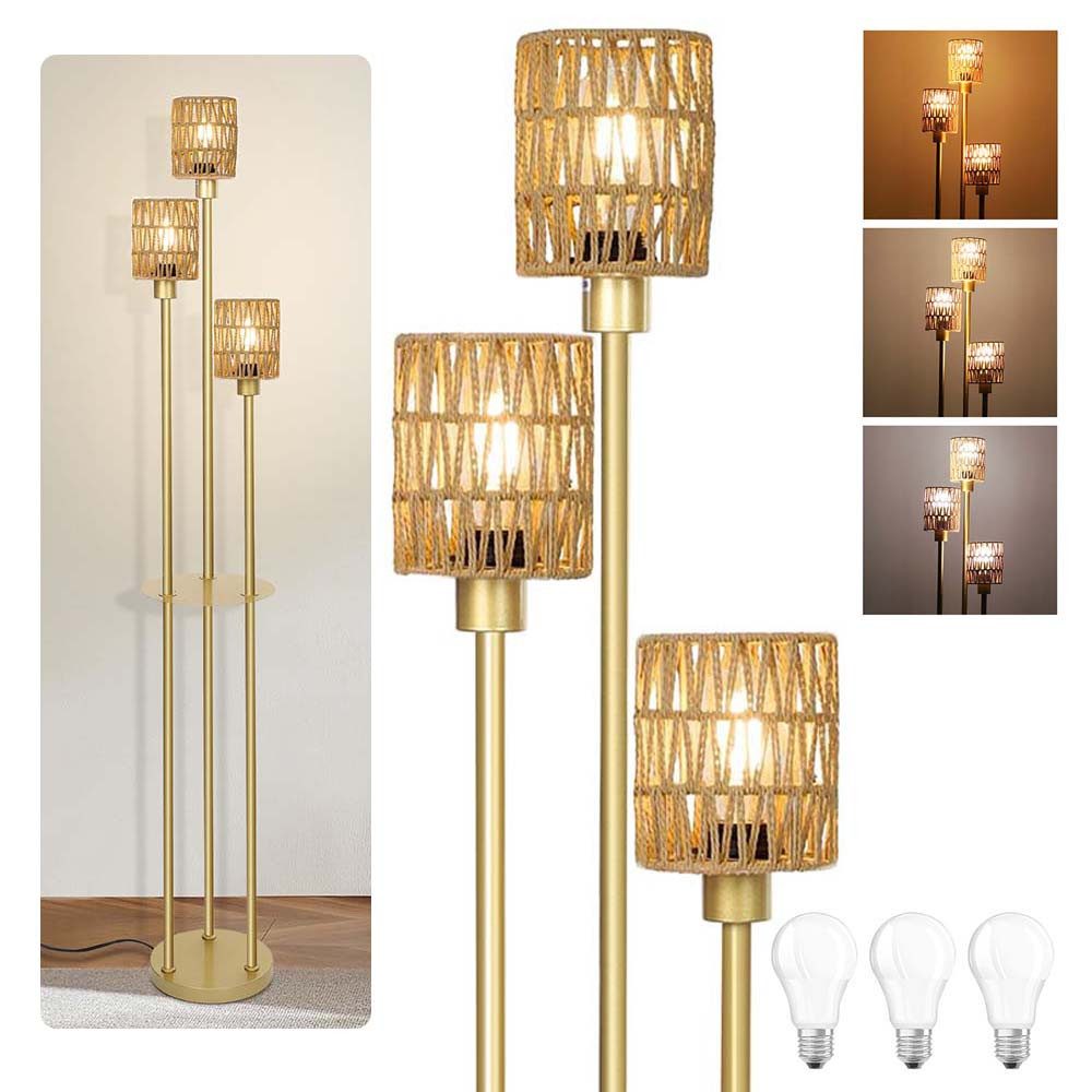 LMaxhome LED Stehlampe Boho Stehleuchte Dimmbar 3 Farbtemperatur Fußschalte günstig online kaufen