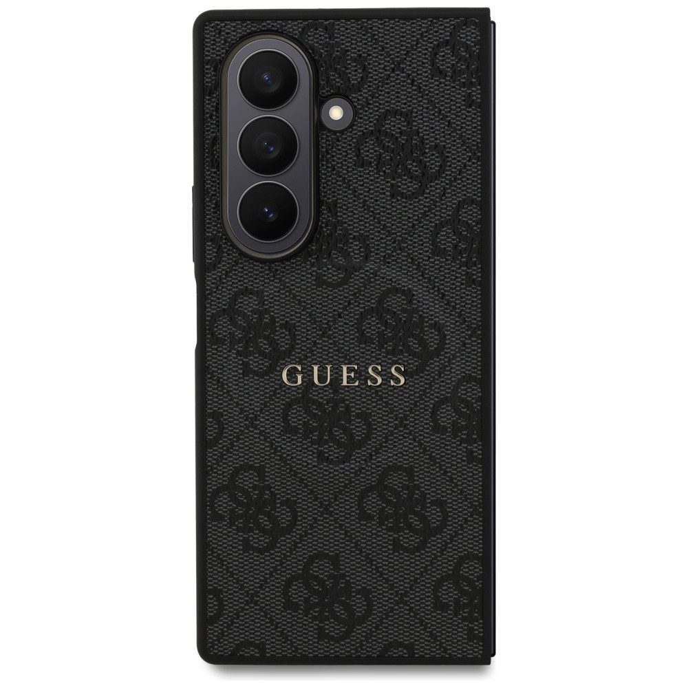 Guess Handyhülle Galaxy Z Fold 7 Kunstleder grau MagSafe kompatibel Logo goldfarbig 8 Zoll, Kantenschutz