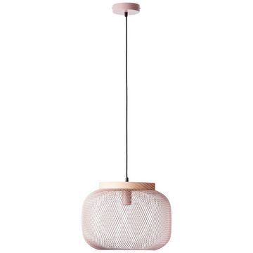 Brilliant Pendelleuchte Giada, ohne Leuchtmittel, Höhe 113 cm, Ø 39 cm, E27, kürzbar, Metall/Holz, pink hell/holz