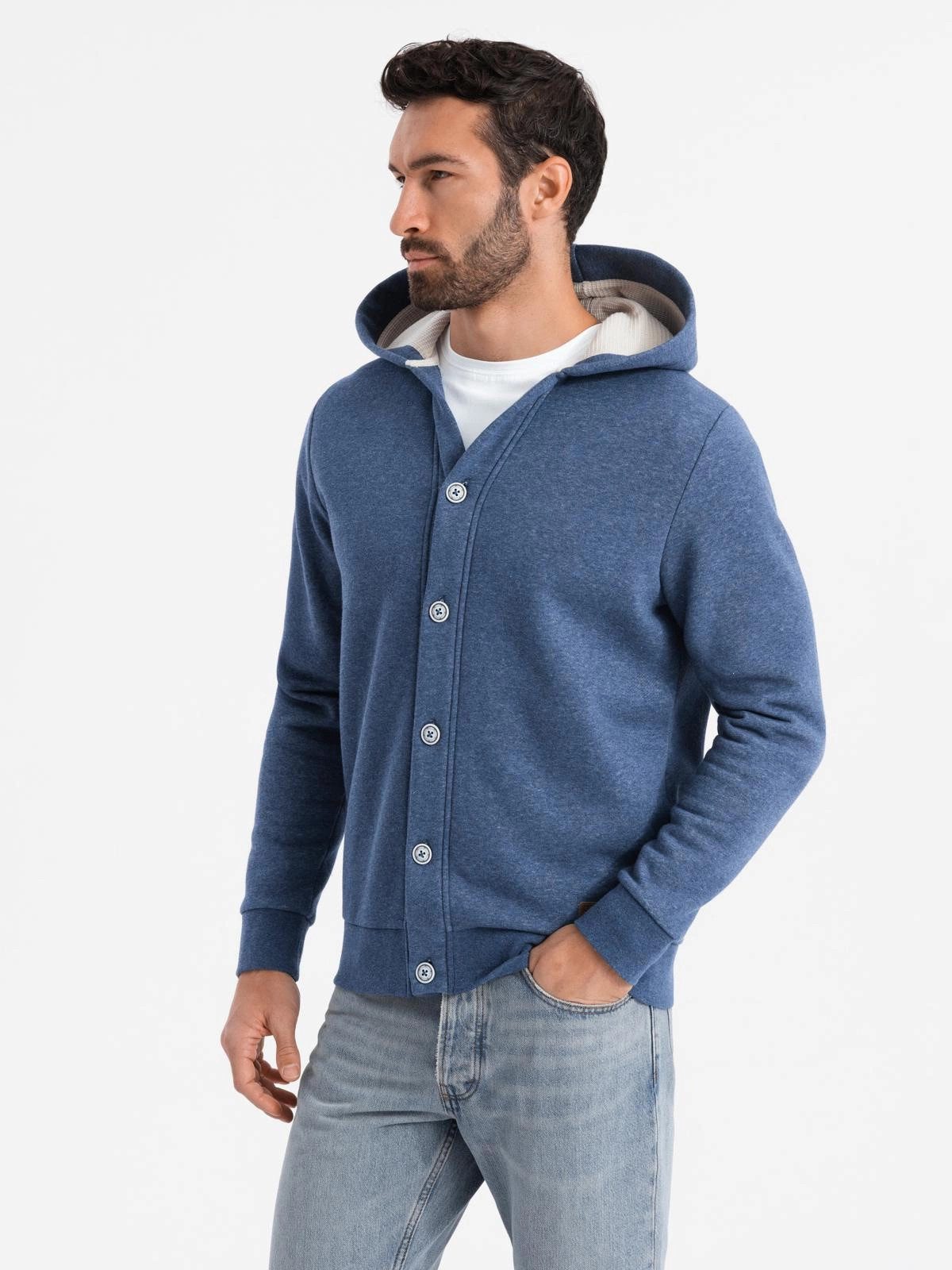 OMBRE Kapuzenpullover Kapuzenpulli mit Knopfleiste günstig online kaufen