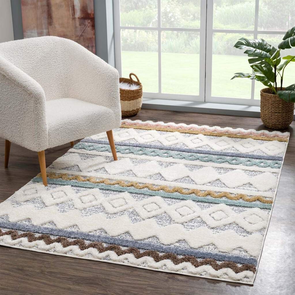 Hochflor-Teppich Focus 3013, Carpet City, rechteckig, Höhe: 20 mm, Boho-Teppich, besonders weich, 3D-Effekt