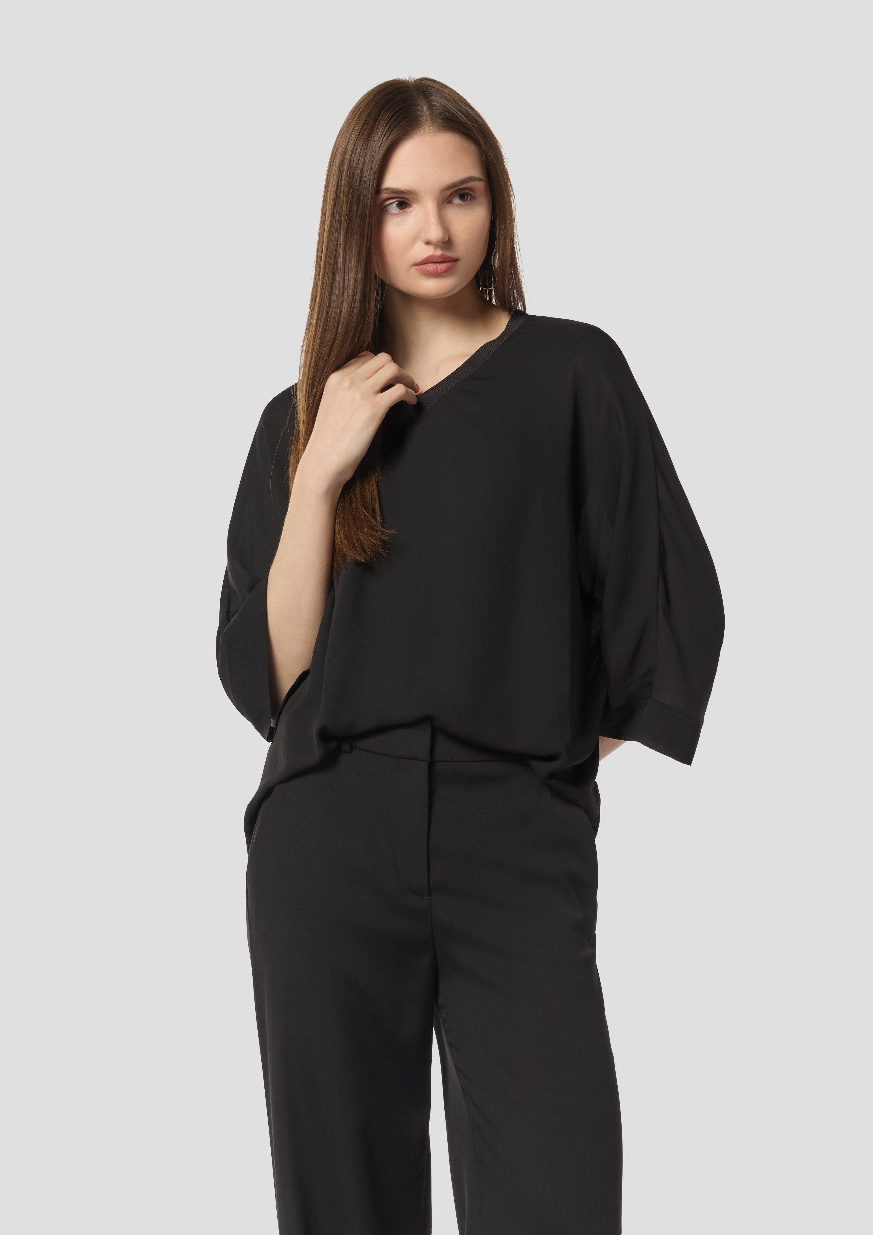 3/4-Arm-Shirt Chiffon-Blusenshirt mit 3/4-Ärmeln