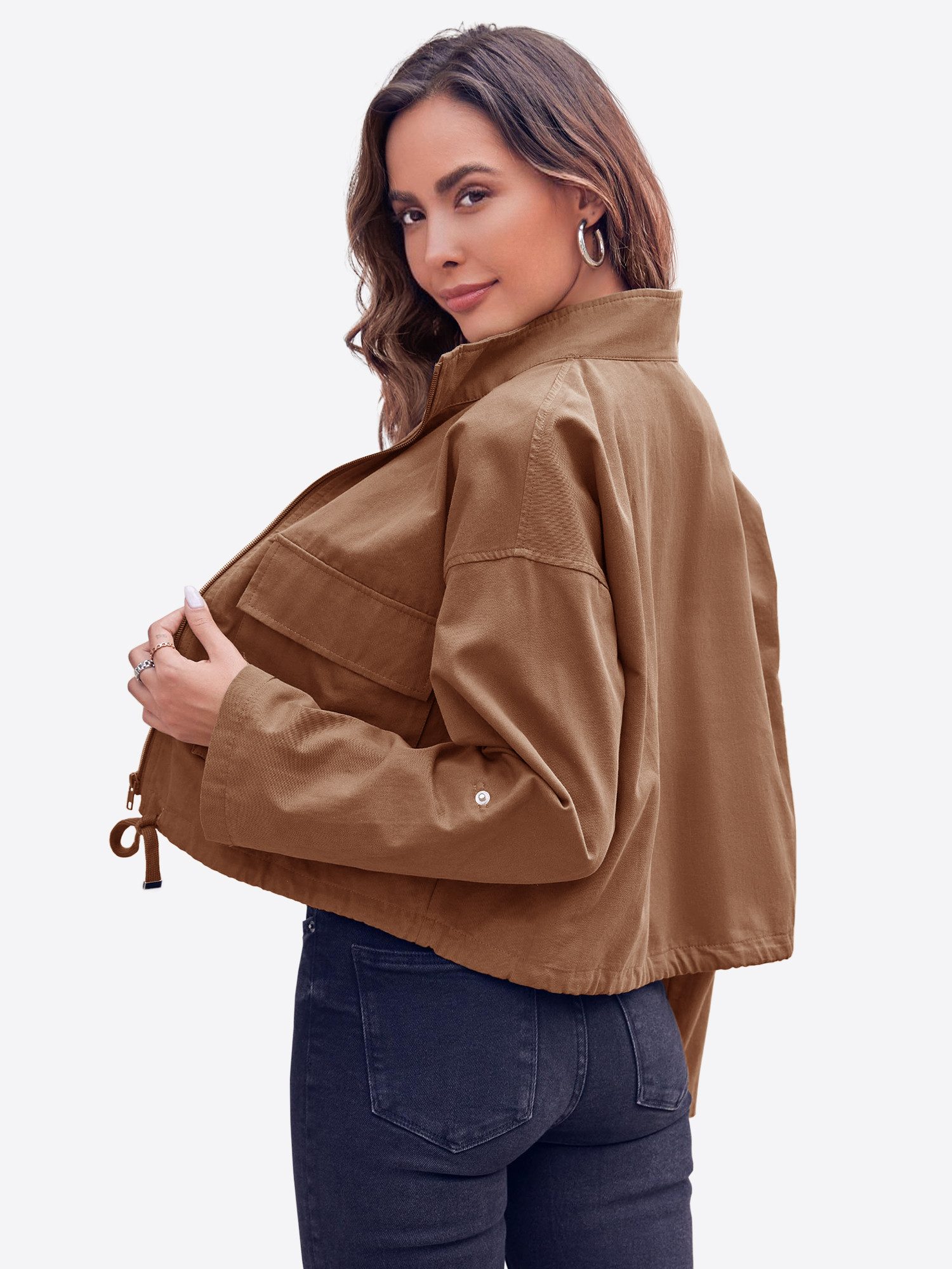 Imily Bela Kurzjacke Lässige Militärjacke mit Reißverschluss (Packung, 1-St günstig online kaufen