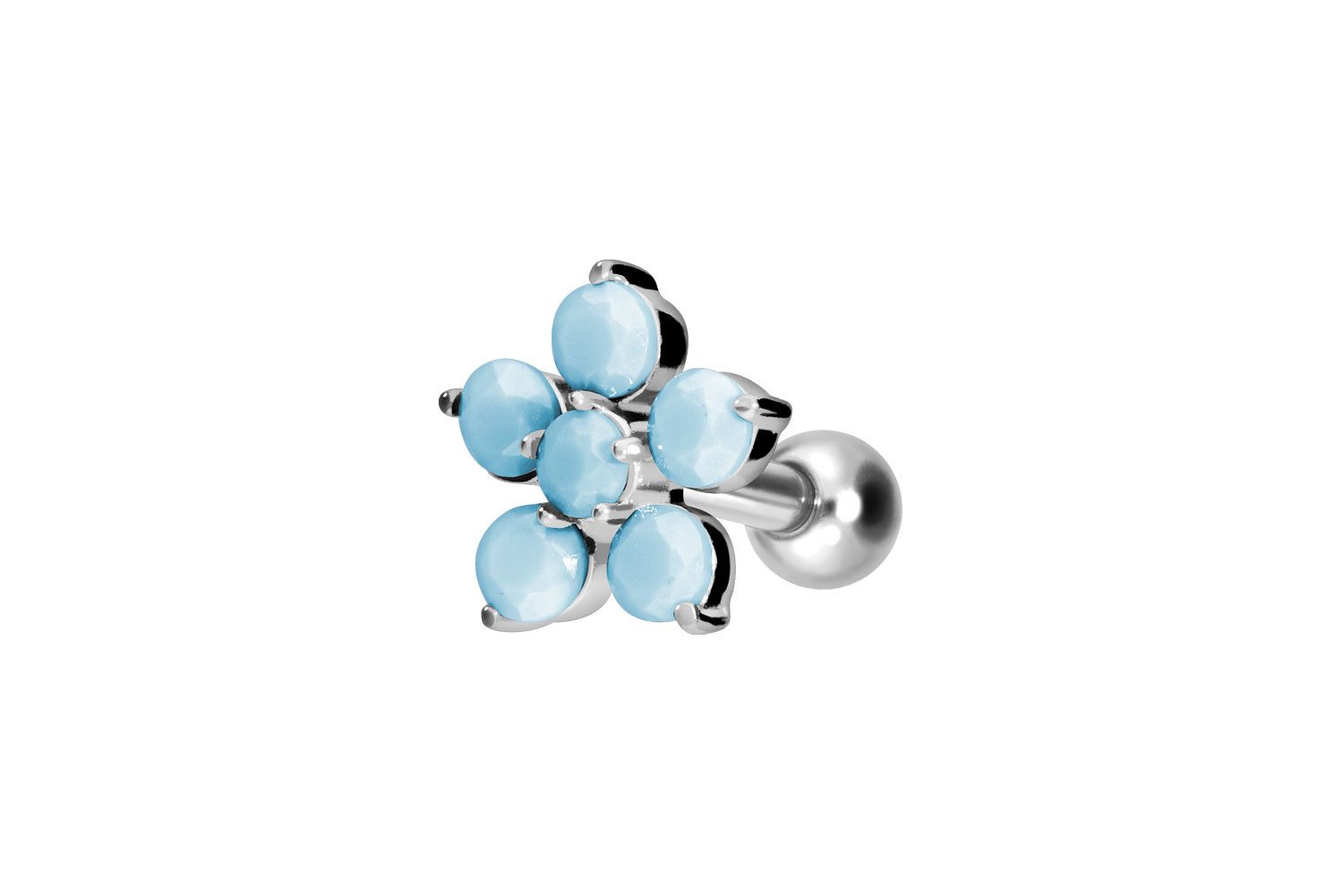 Piercing-Set Titan Ohrpiercing mit Innengewinde BLUME + SYNTHETISCHE TÜRKISE
