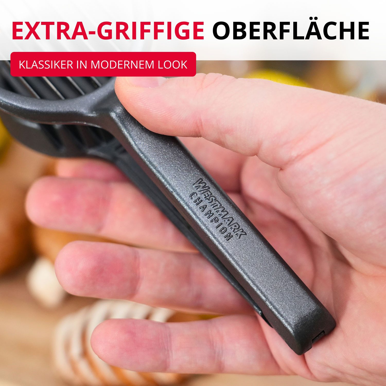 WESTMARK Gemüseschneider Schneider Champion Black Edition – für Champignons, Kiwi & Erdbeeren, griffige Haptik