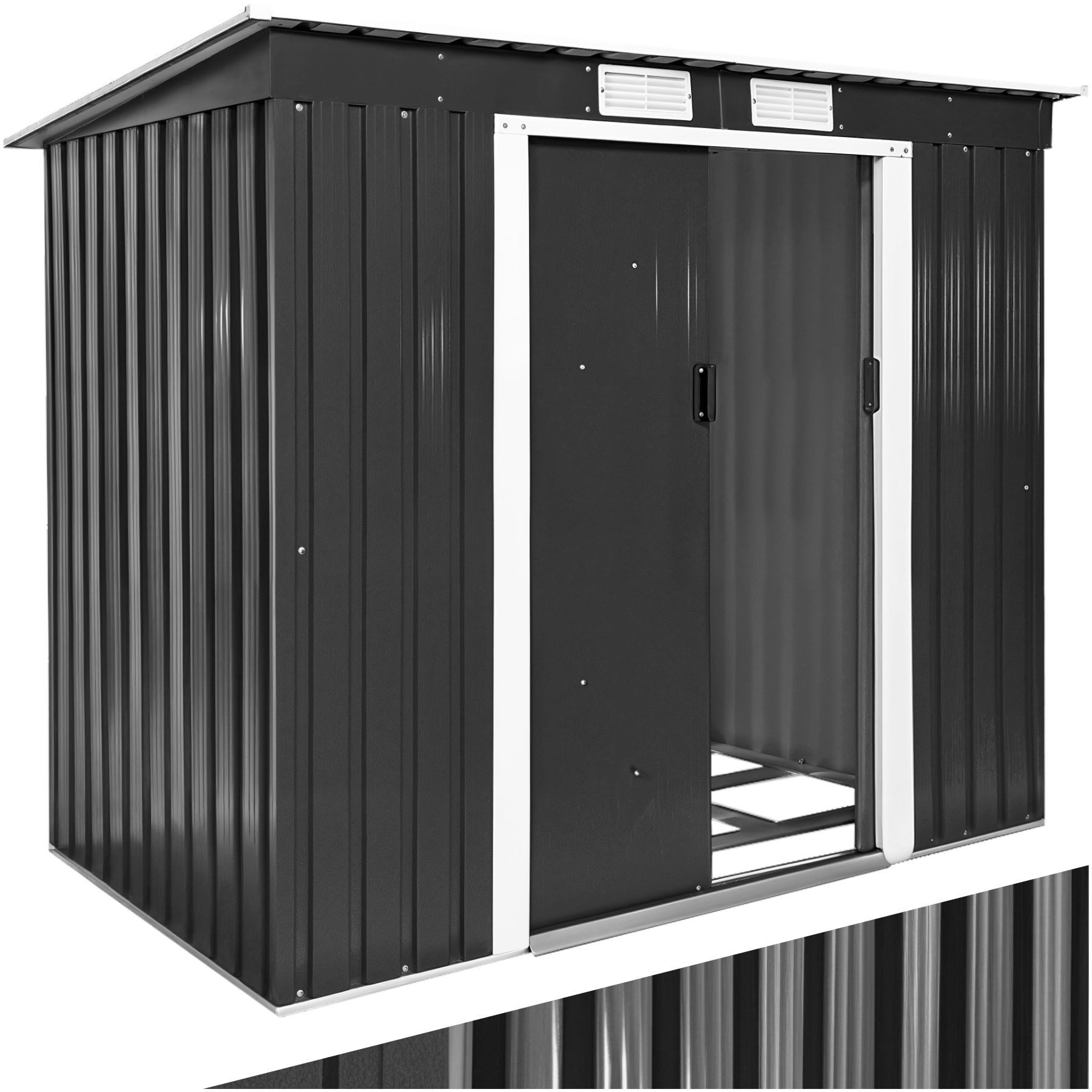 tectake Gartenhaus Geräteschuppen mit Schrägdach, BxT: 130,00x213,00 cm, aus Stahl