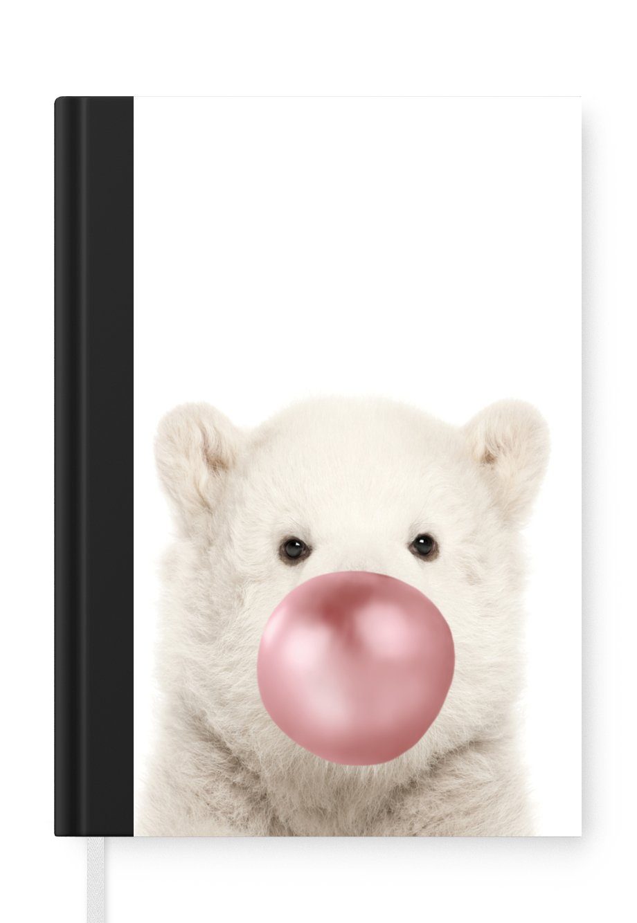 MuchoWow Notizbuch Eisbärenbaby - Tiere - Kaugummi Bubble Blow - Für Kinder - Mädchen -, Journal, Merkzettel, Tagebuch, Notizheft, A5, 98 Seiten, Haushaltsbuch