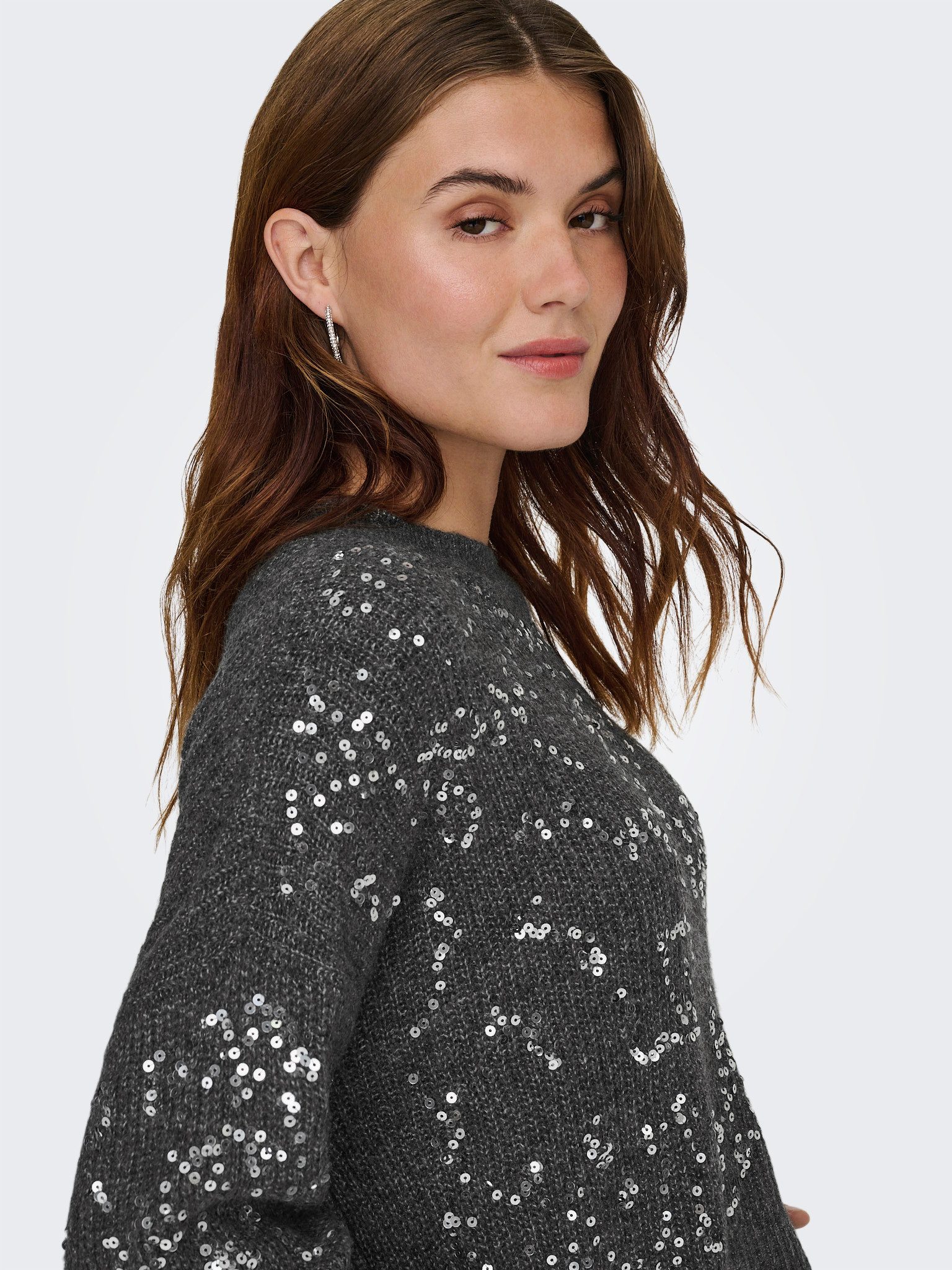 ONLY Rundhalspullover ONLALTA LS SEQUIN O-NECK KNT