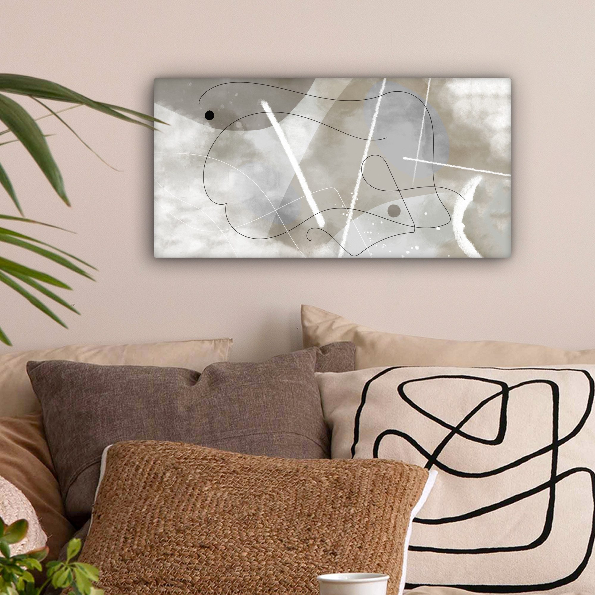 OneMillionCanvasses® Leinwandbild Panorama Linienkunst - Grau günstig online kaufen