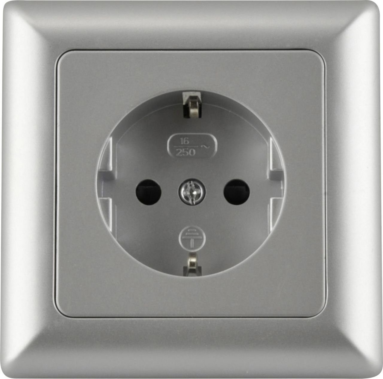 Thumbnail - UNITEC Steckdose Unitec Steckdose mit Rahmen silber, Serie Genua