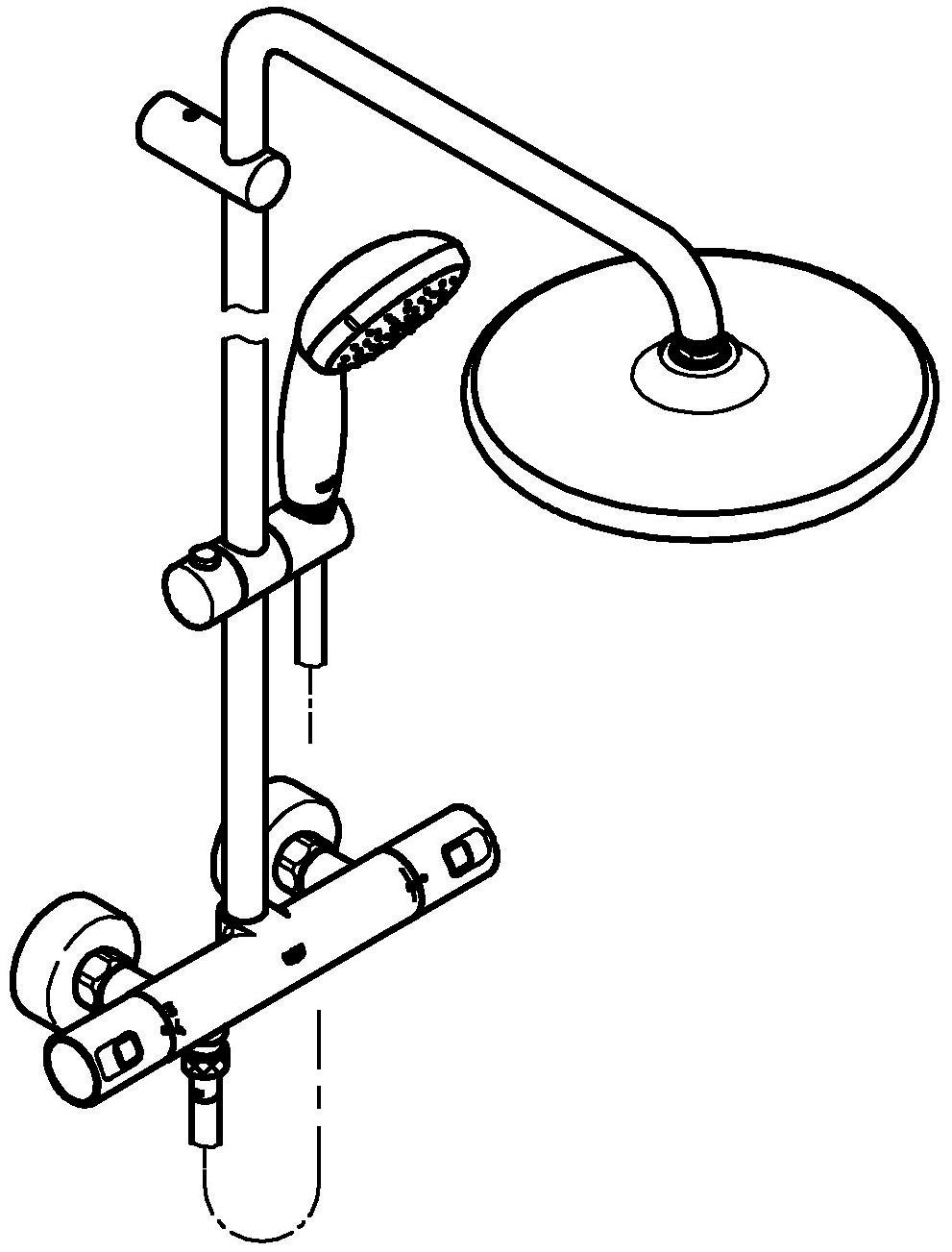 Grohe Duschsystem Vitalio Start die 1 Wandmontage System Thermostatbatterie Höhe 250, cm, 10 für mit Strahlart(en)