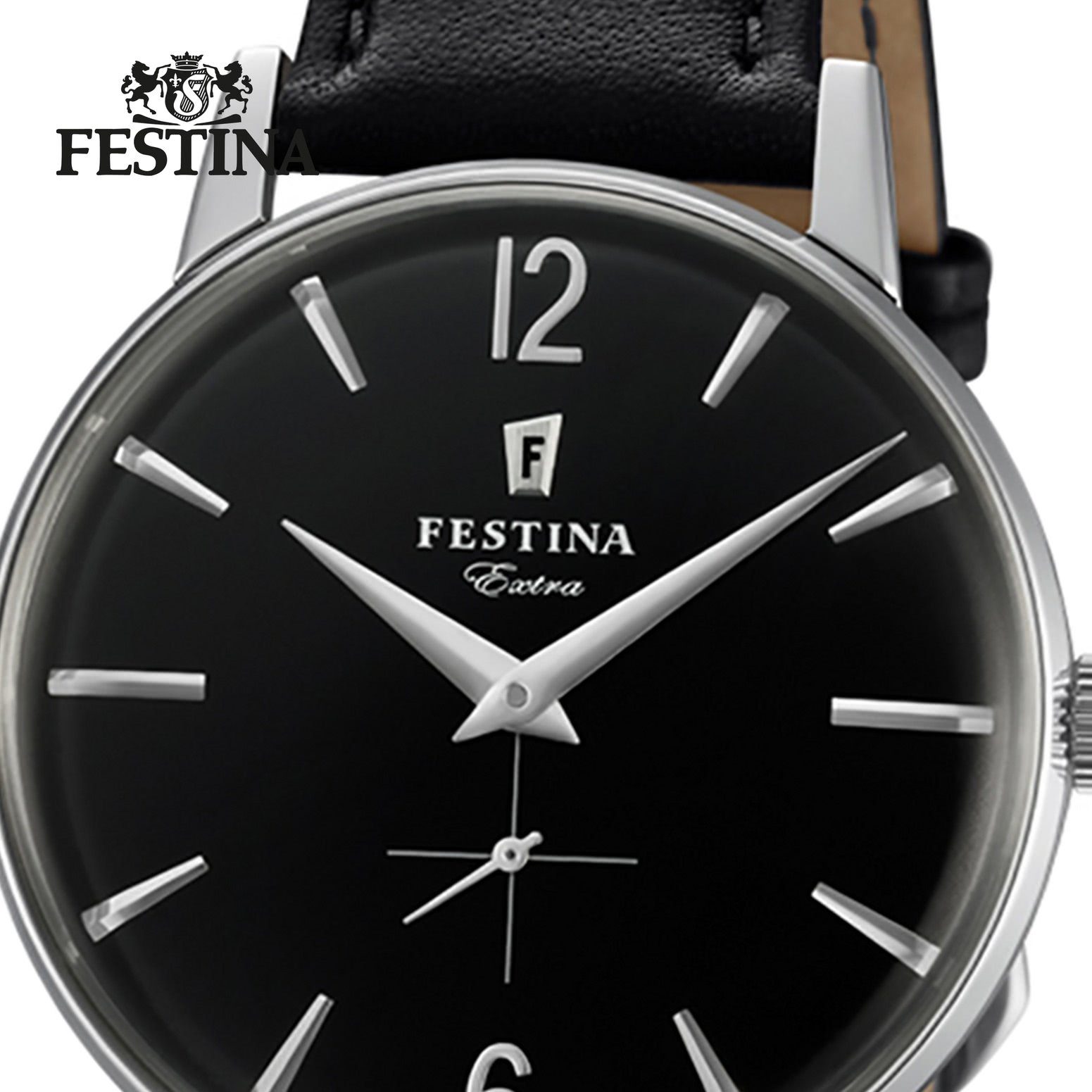 Armbanduhr Lederarmband Herren schwarz Festina F20248/4 Quarzuhr rund, Festina Herren Lederarmband, Uhr