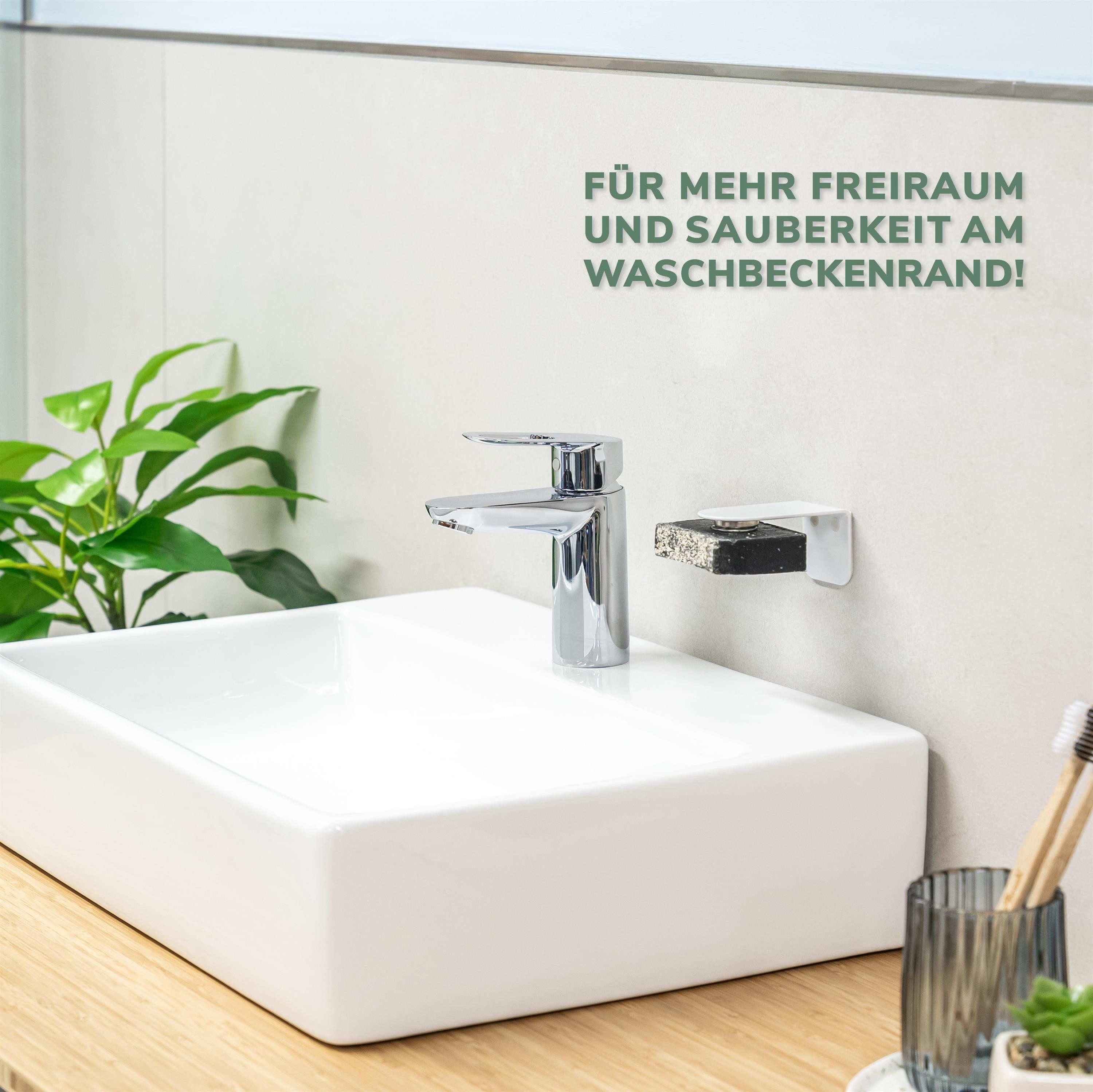 bremermann Seifenhalter PUREZZA – hängende Seife durch Magnet – weiß, Breite: 4,5 cm, 1-St.