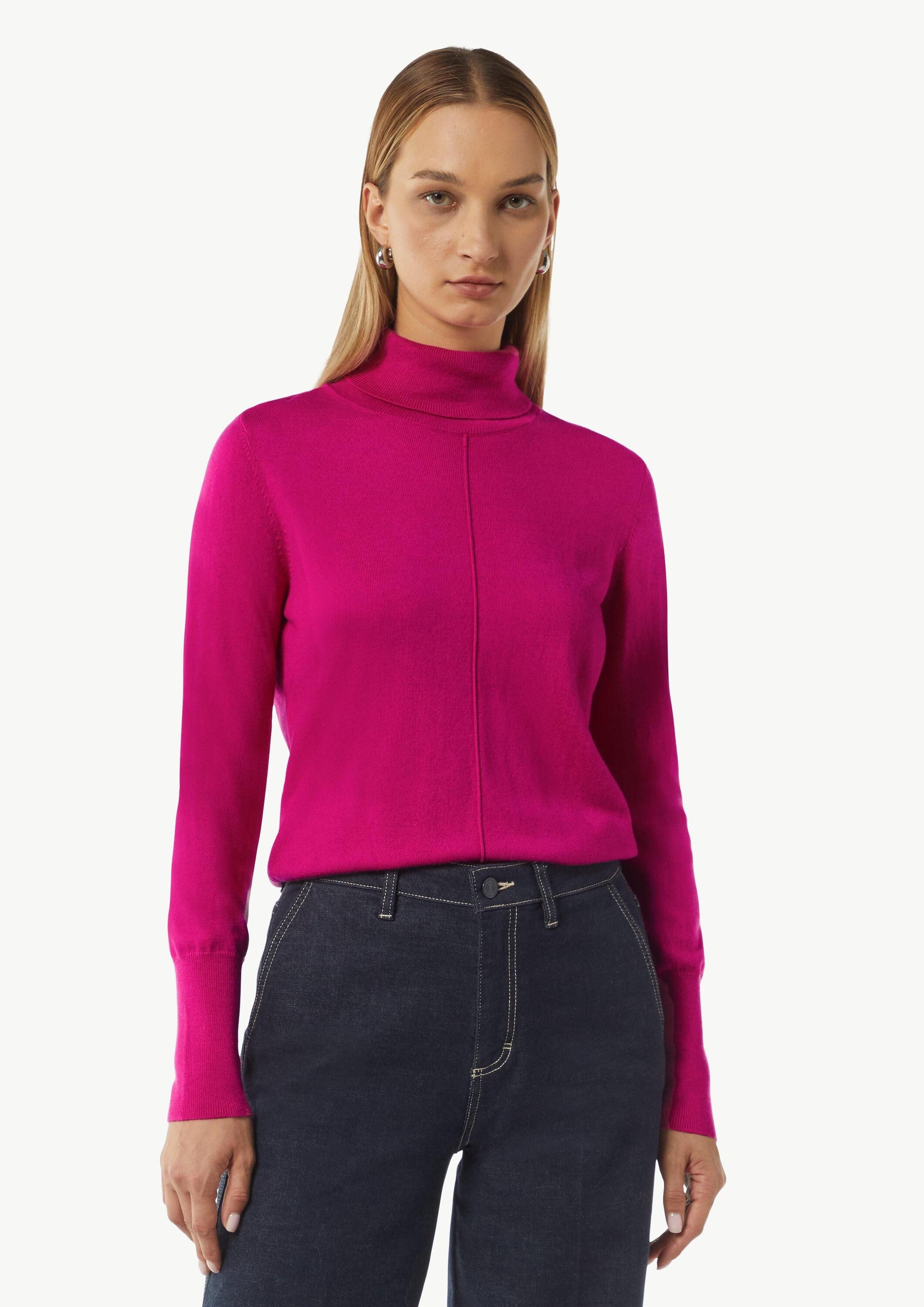 comma Longpullover Strickpullover Rollkragenpullover mit Biesen und Rippdet günstig online kaufen