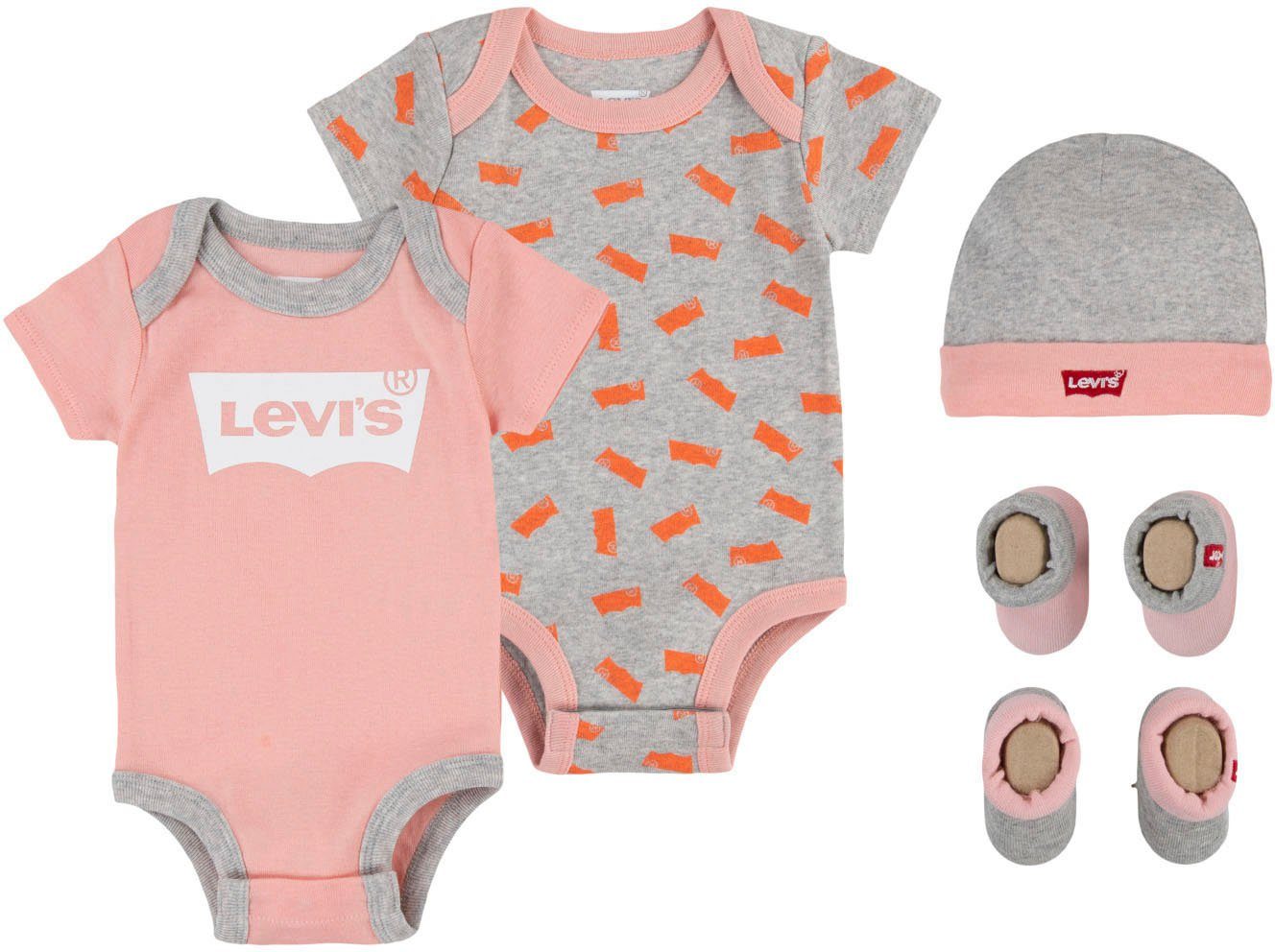 Levi's® Kids Kurzarmbody Neugeborenen-Geschenkset BATWING 5PC SET (5-tlg) UNISEX peaches n cream