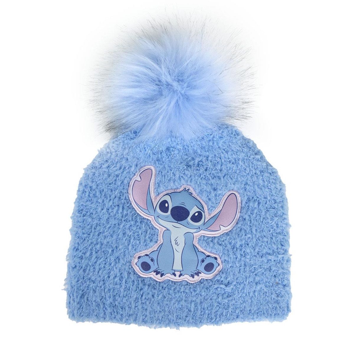 Cerda Bommelmütze Disney Stitch Blau Mütze für Kinder Beanie Wintermütze